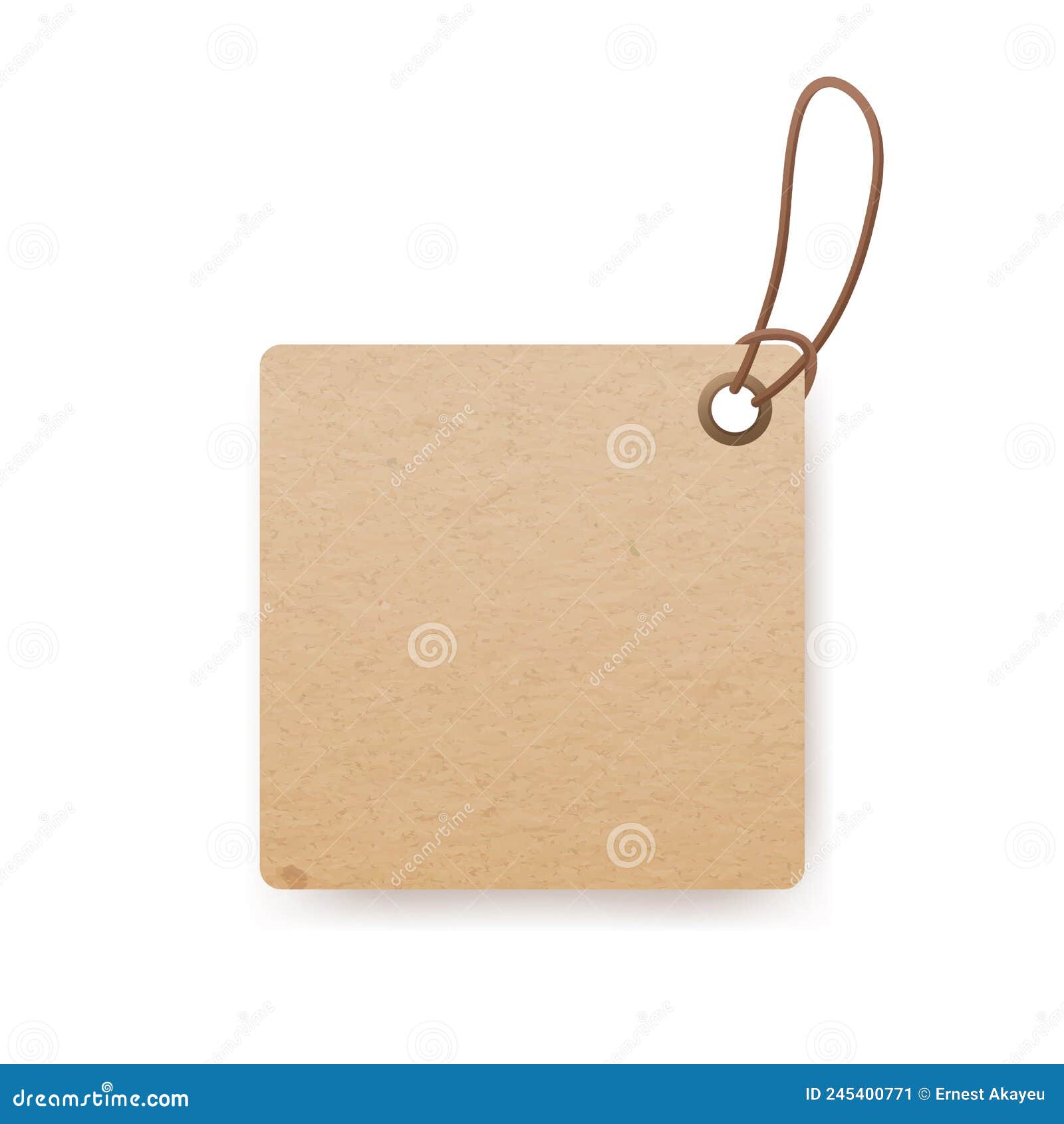 étiquette En Carton Kraft Accrochée Au Cordon. étiquette De Prix De Carton  Carré De Papier D'artisanat. Carte Blanche Avec Boucle Illustration de  Vecteur - Illustration du carte, coup: 245400771