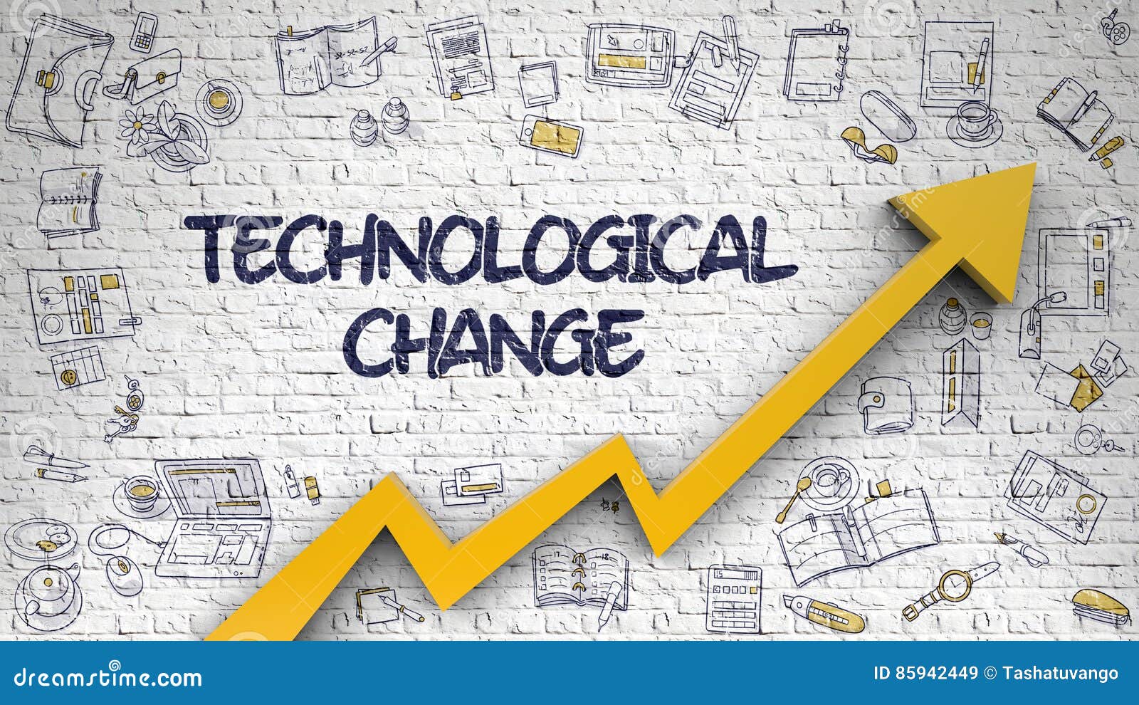 Évolution Technologique Dessinée Sur Brickwall Blanc Illustration Stock - Illustration du