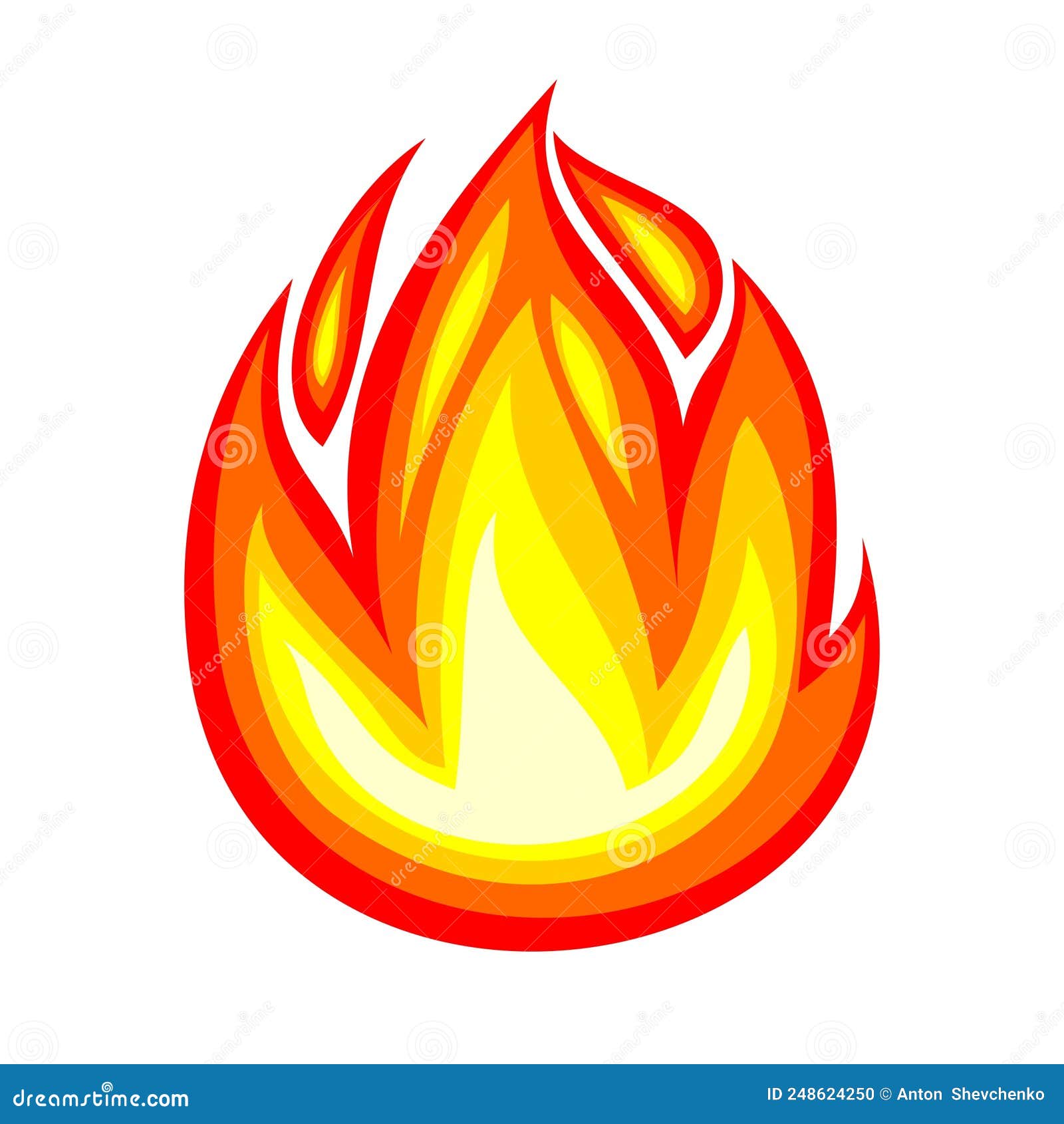 Símbolo de ícone de chama de fogo isolado na ilustração de ícone