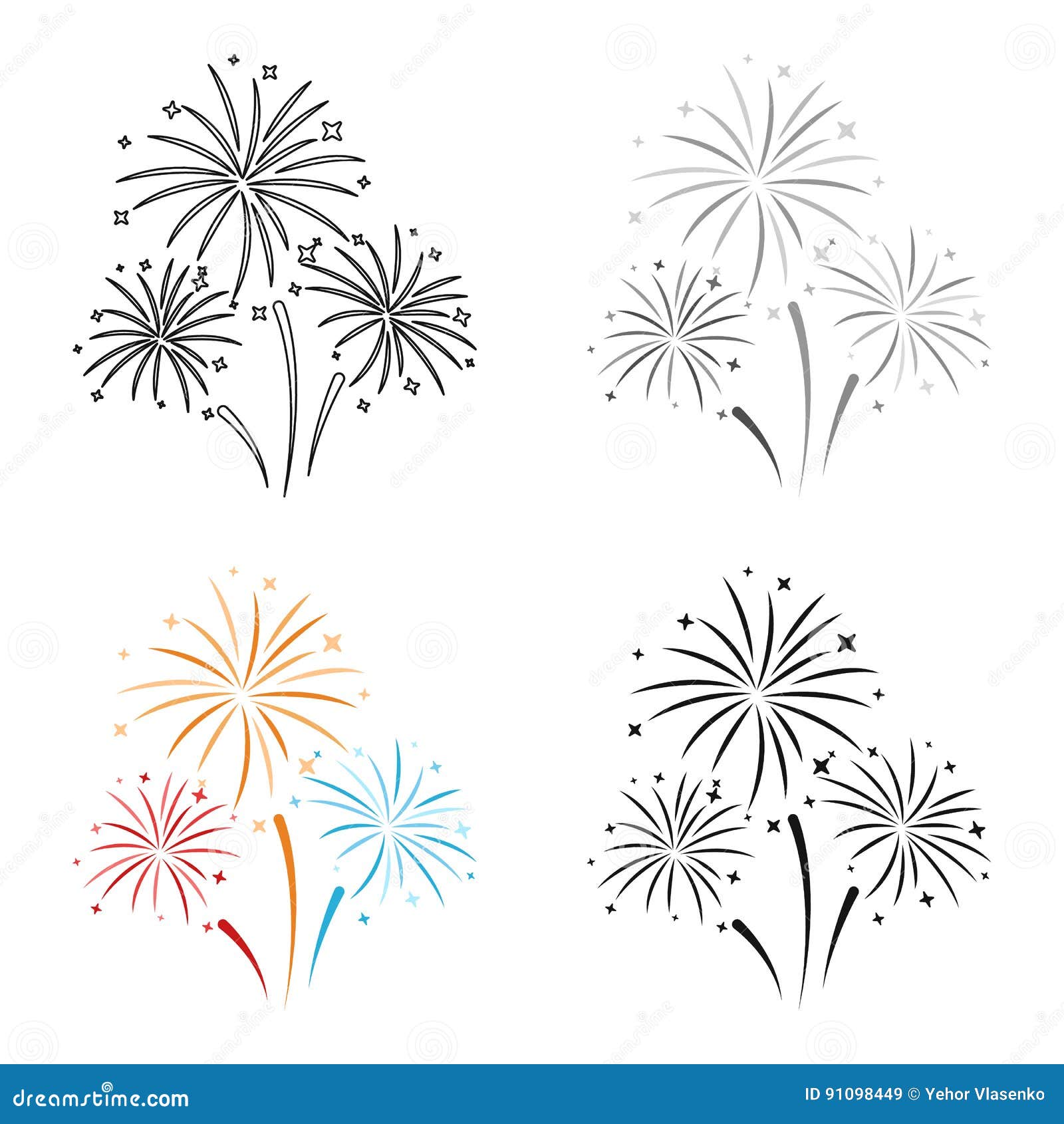 Fogo-de-artifício, Foguete, Ícone, Sobre, Branca, Fundo, Colorido, Desenho,  Vetorial, Ilustração Ilustraciones svg, vectoriales, clip art vectorizado  libre de derechos. Image 81140199