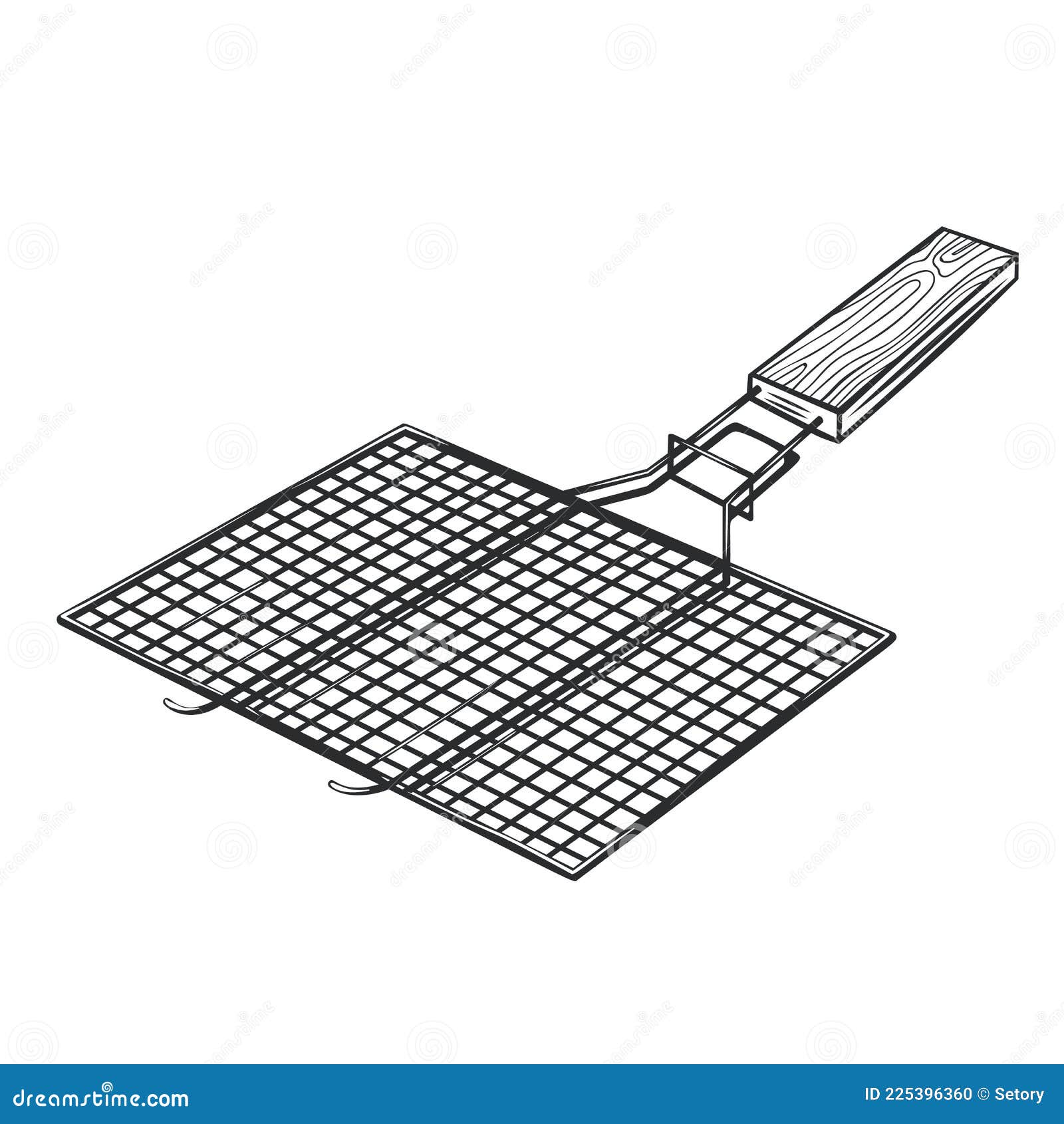 vetor de contorno de ícone de grade de carrinho. fogo de churrasco