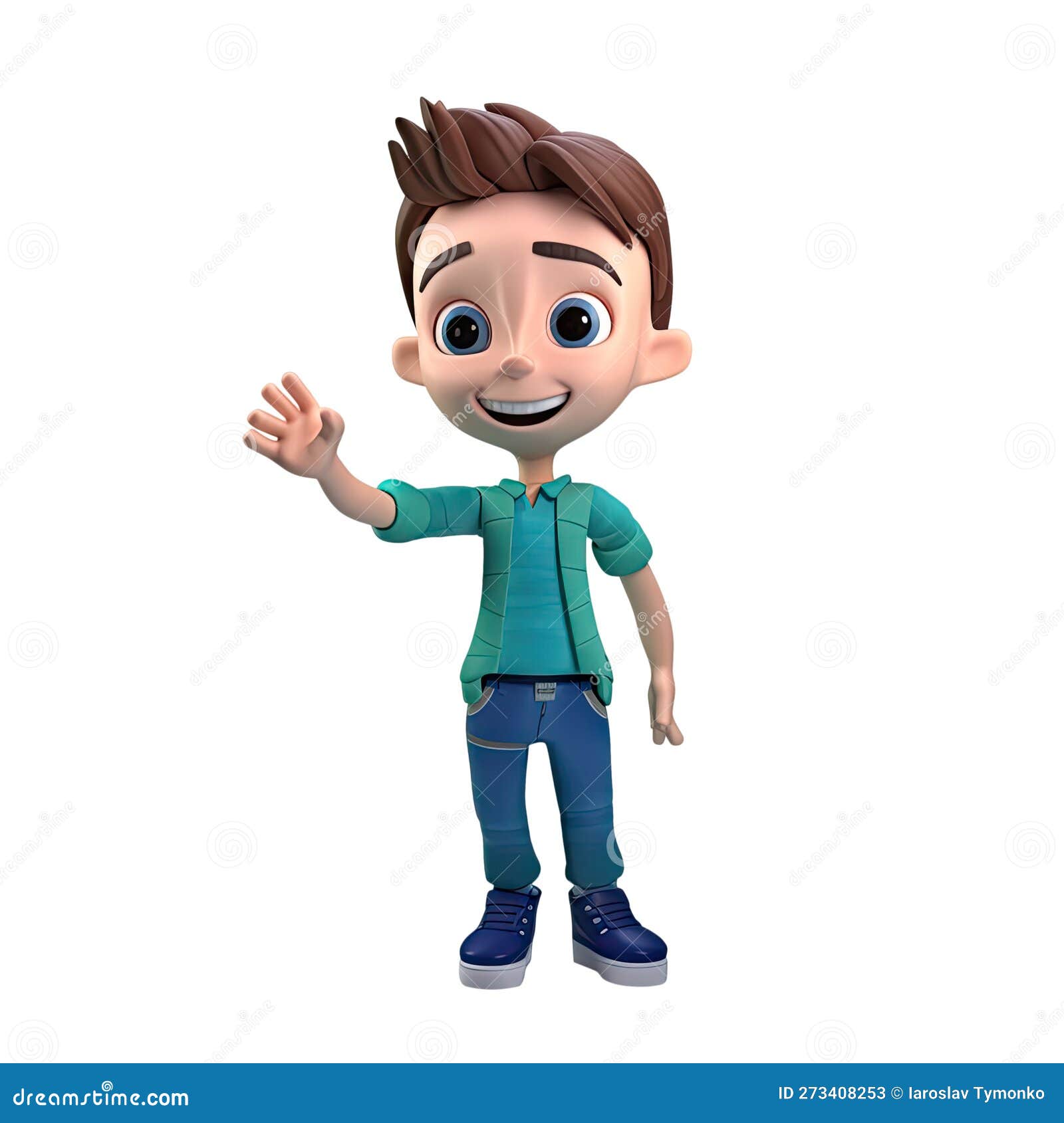 Ícone 3d Pessoas Kawaii Desenho De Um Homem Sorridente Balançando a Mão.  Retrato Brilhante De Um Fundo Isolado De Personagem Adole Imagem de Stock -  Ilustração de isolado, fundo: 273408253