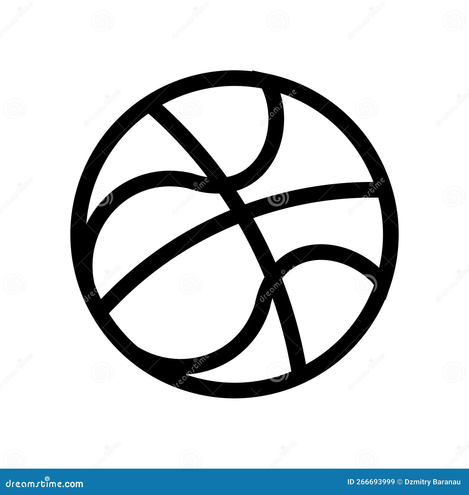 ícone de desenho de bola de basquete, ilustração de contorno