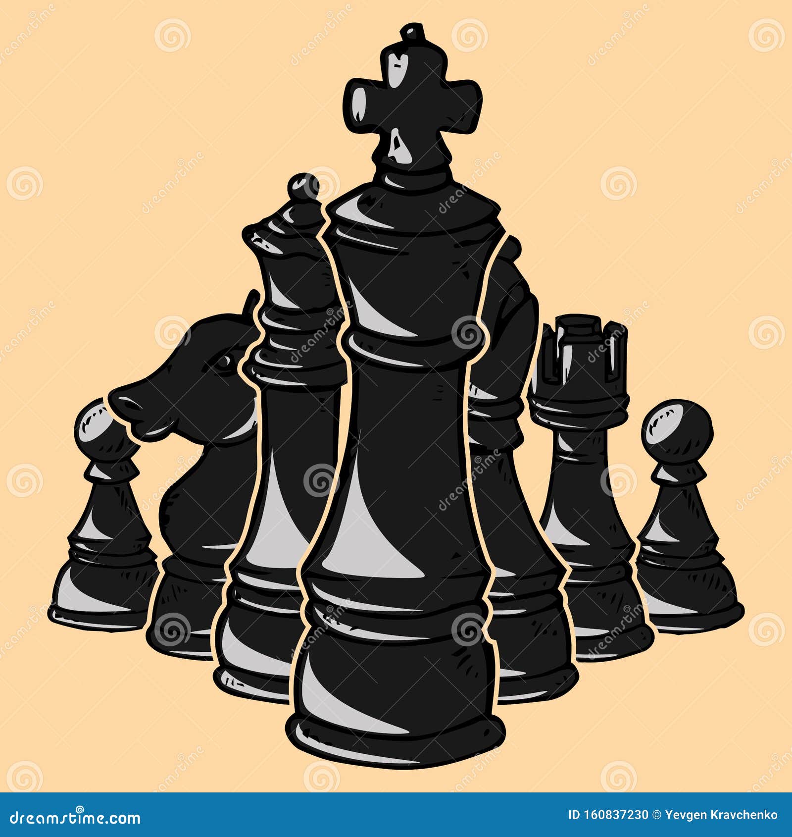 peças de xadrez rei e rainha desenhadas no estilo de desenho