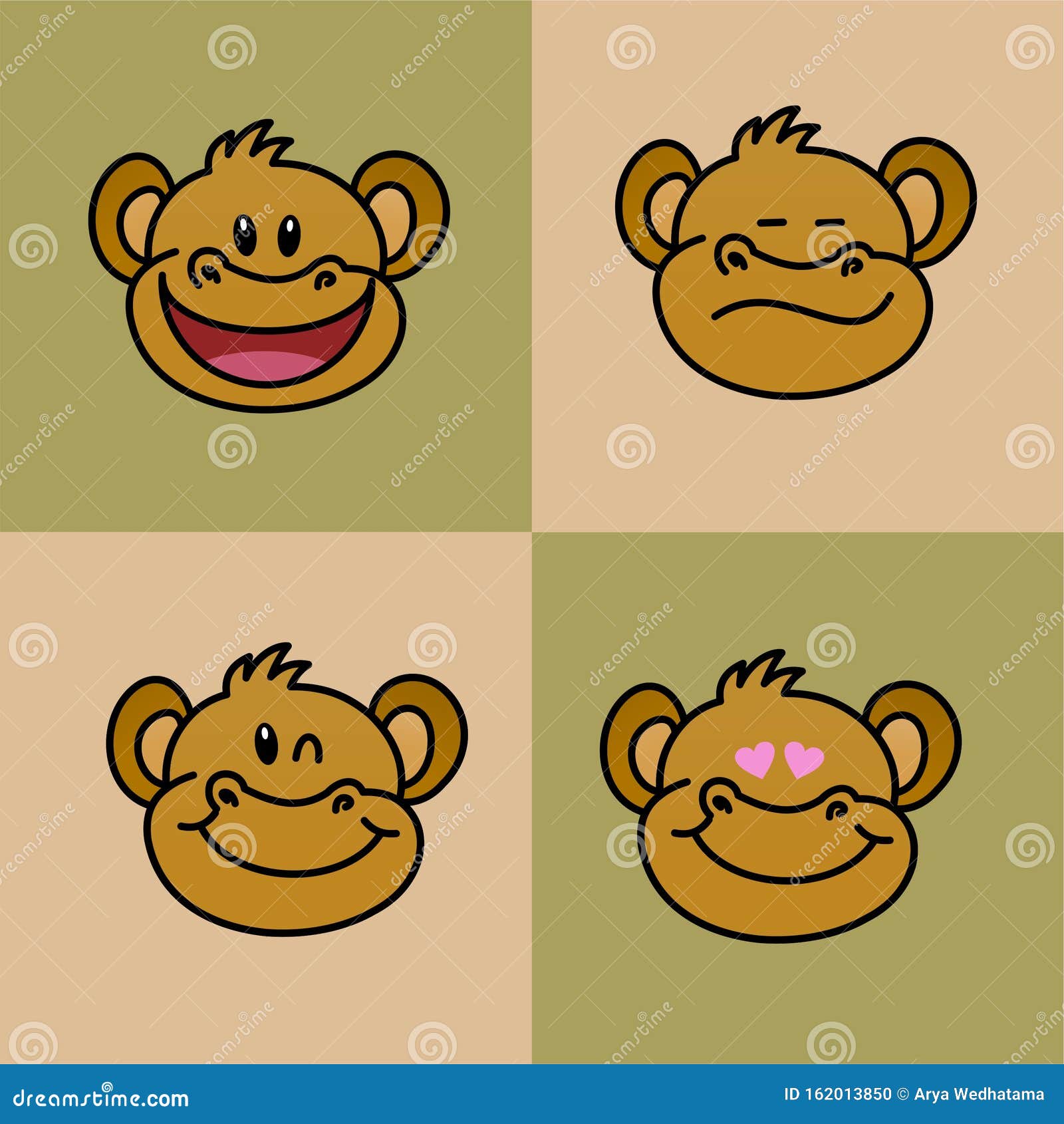 Ícone De Cara De Macaco, Cartoon Bonito, Caráter Engraçado, Design