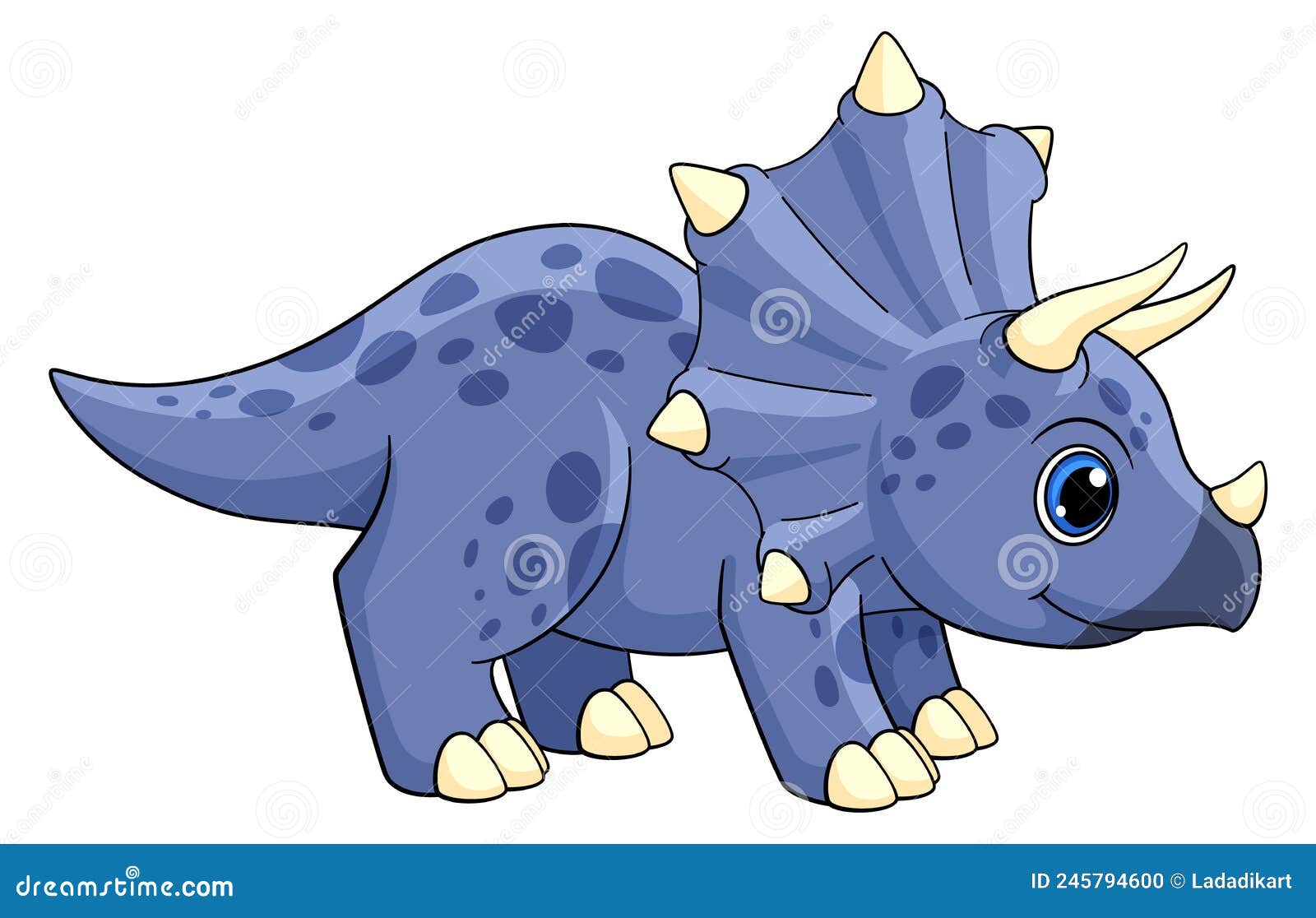 Desenho de dinossauro triceratops fofo saindo do ovo