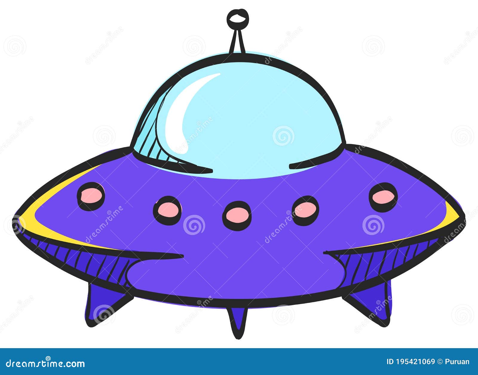 Disco Voador Alienígena Dos Desenhos Animados. Nave Espacial