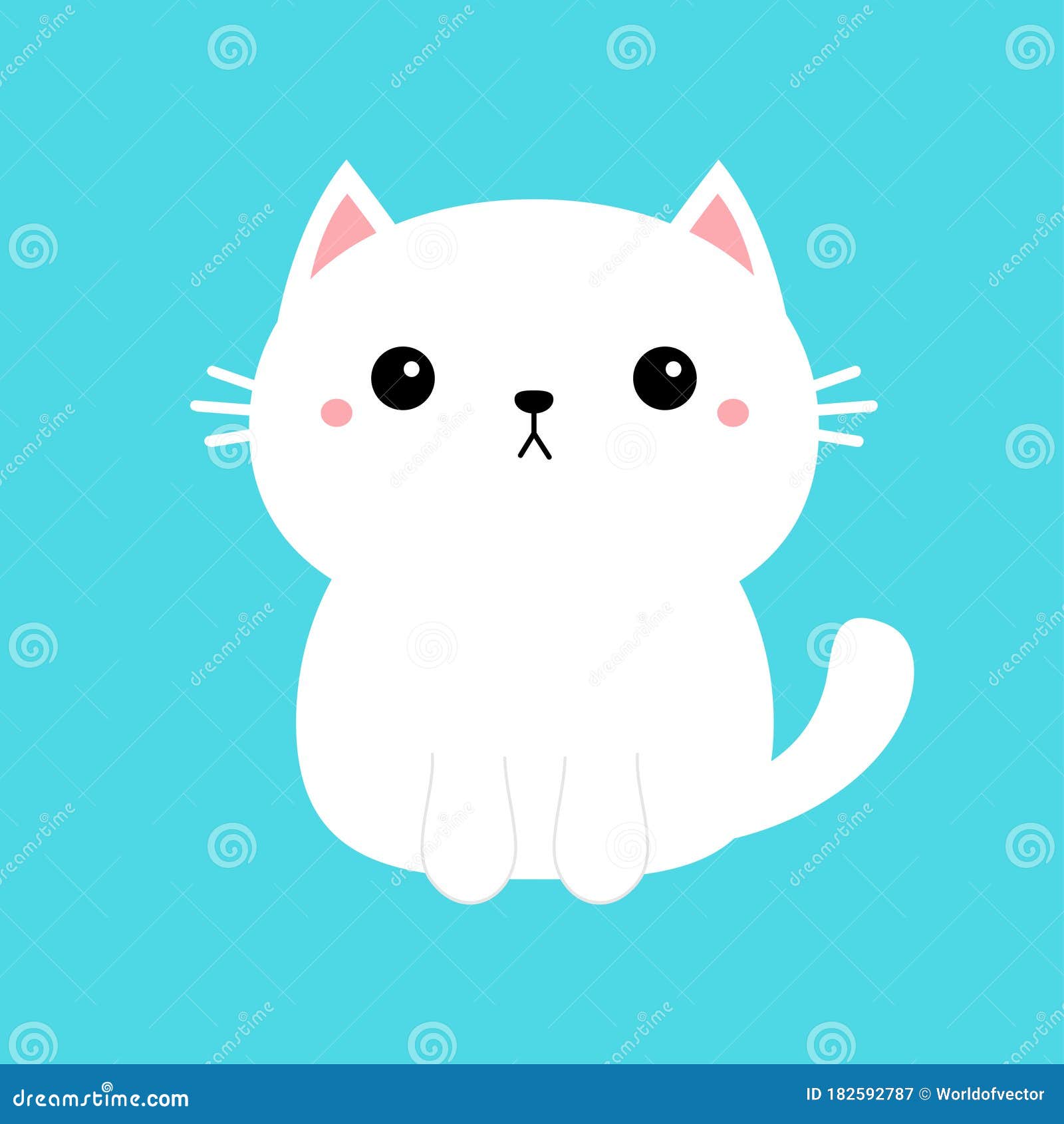 ilustração em vetor gato kawaii fofo de gatinho feliz dos desenhos