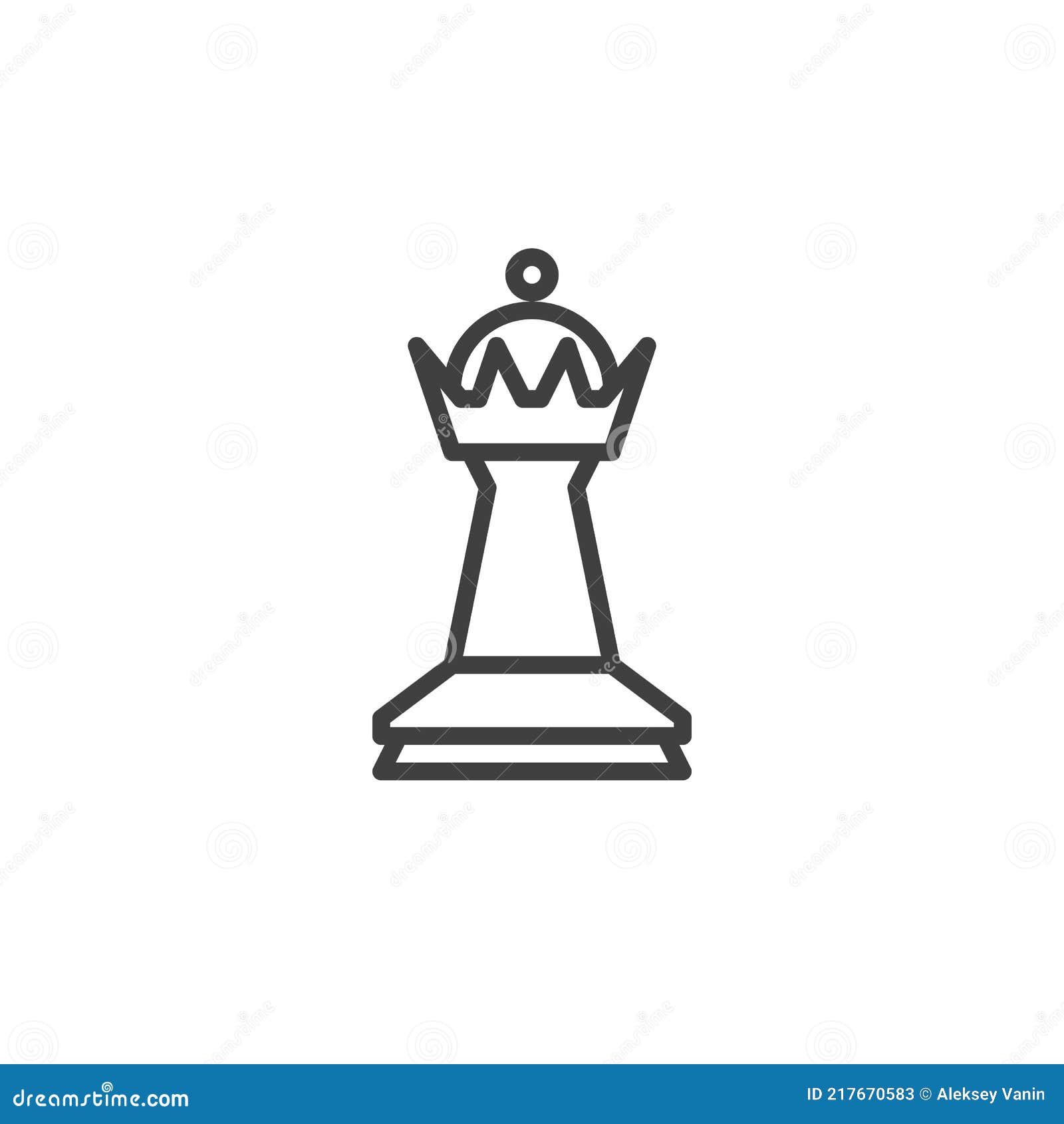 vetor de contorno do ícone do jogo de xadrez online. rainha do