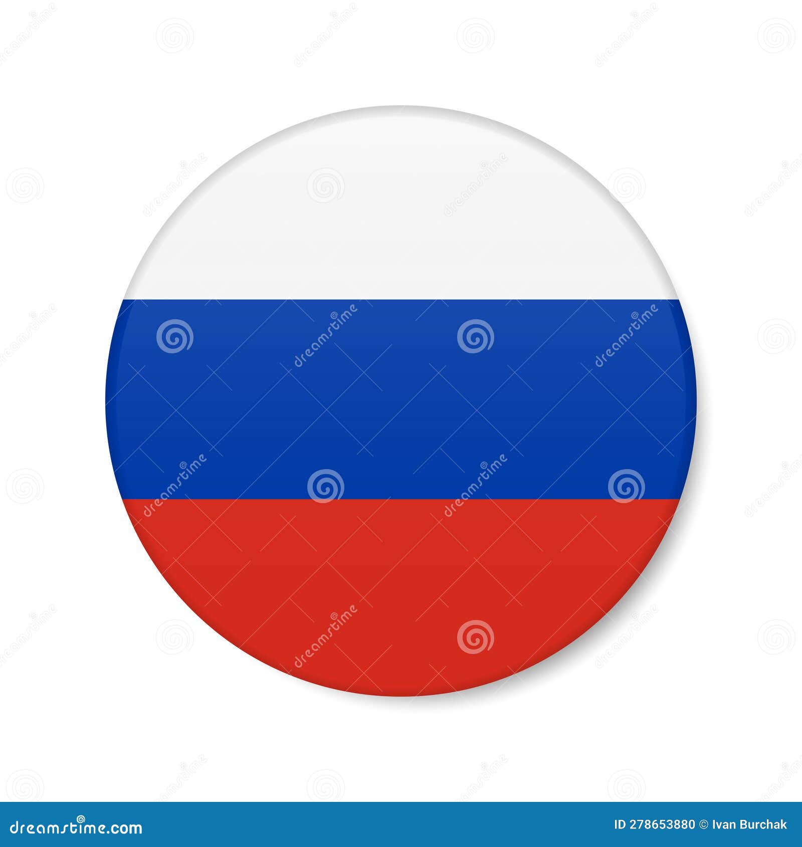 Botão de bandeira russa bandeira da federação russa branco azul