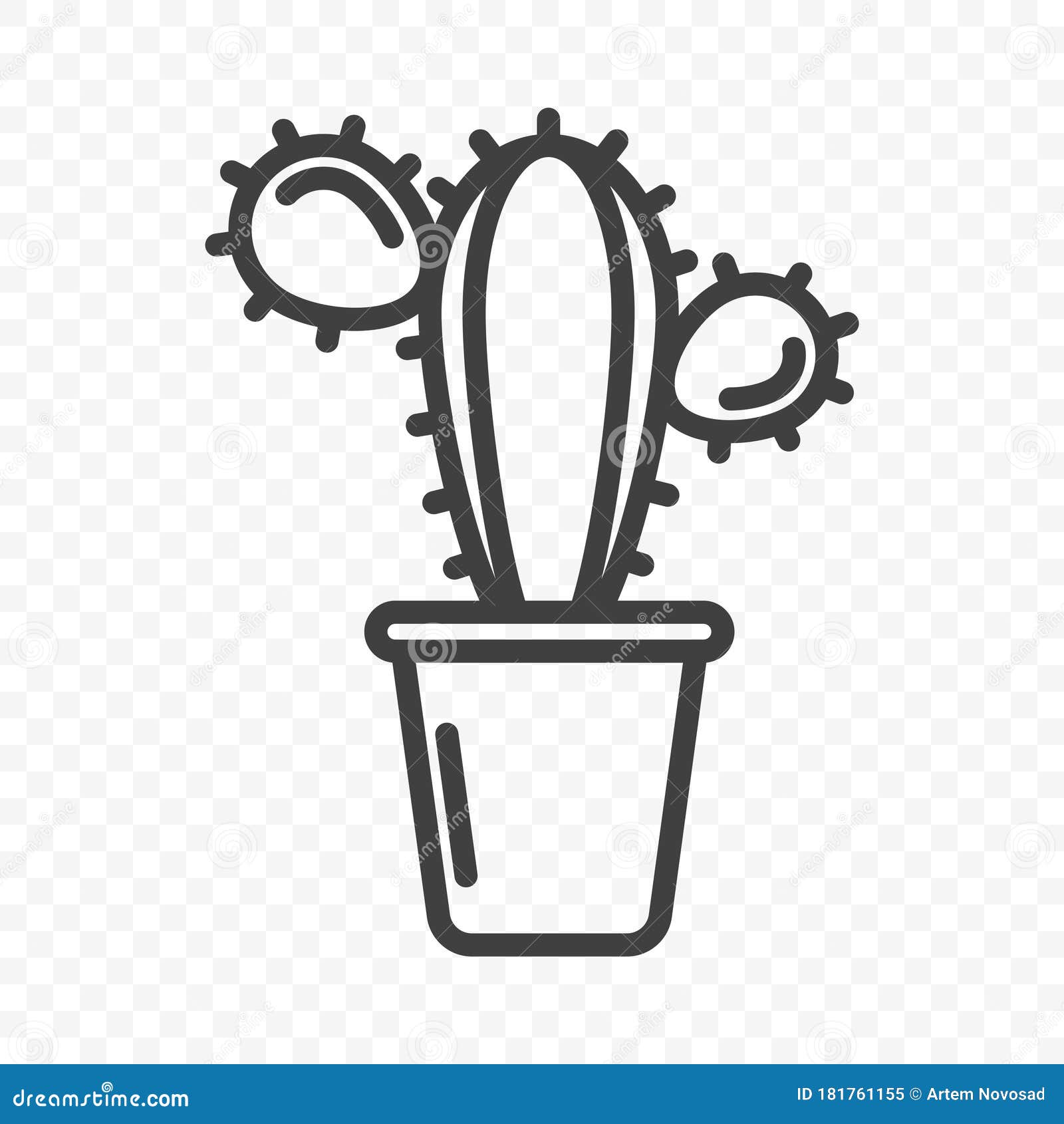 Cacto em Vaso de Planta Ilustração Preto e Branco Vetor EPS [download] -  Designi
