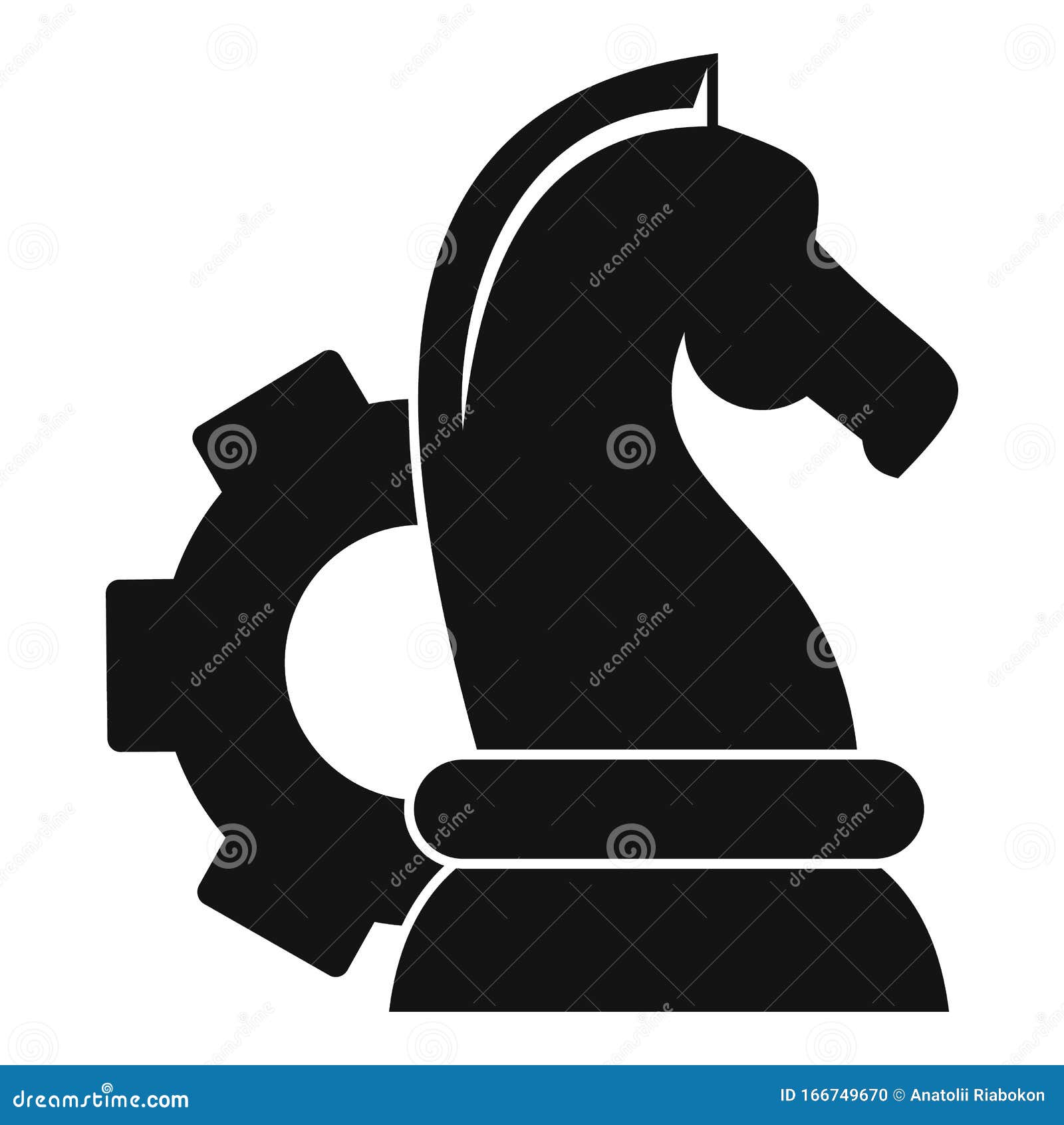 Ícone Do Cavalo De Xadrez Da Engrenagem, Estilo Simples Ilustração