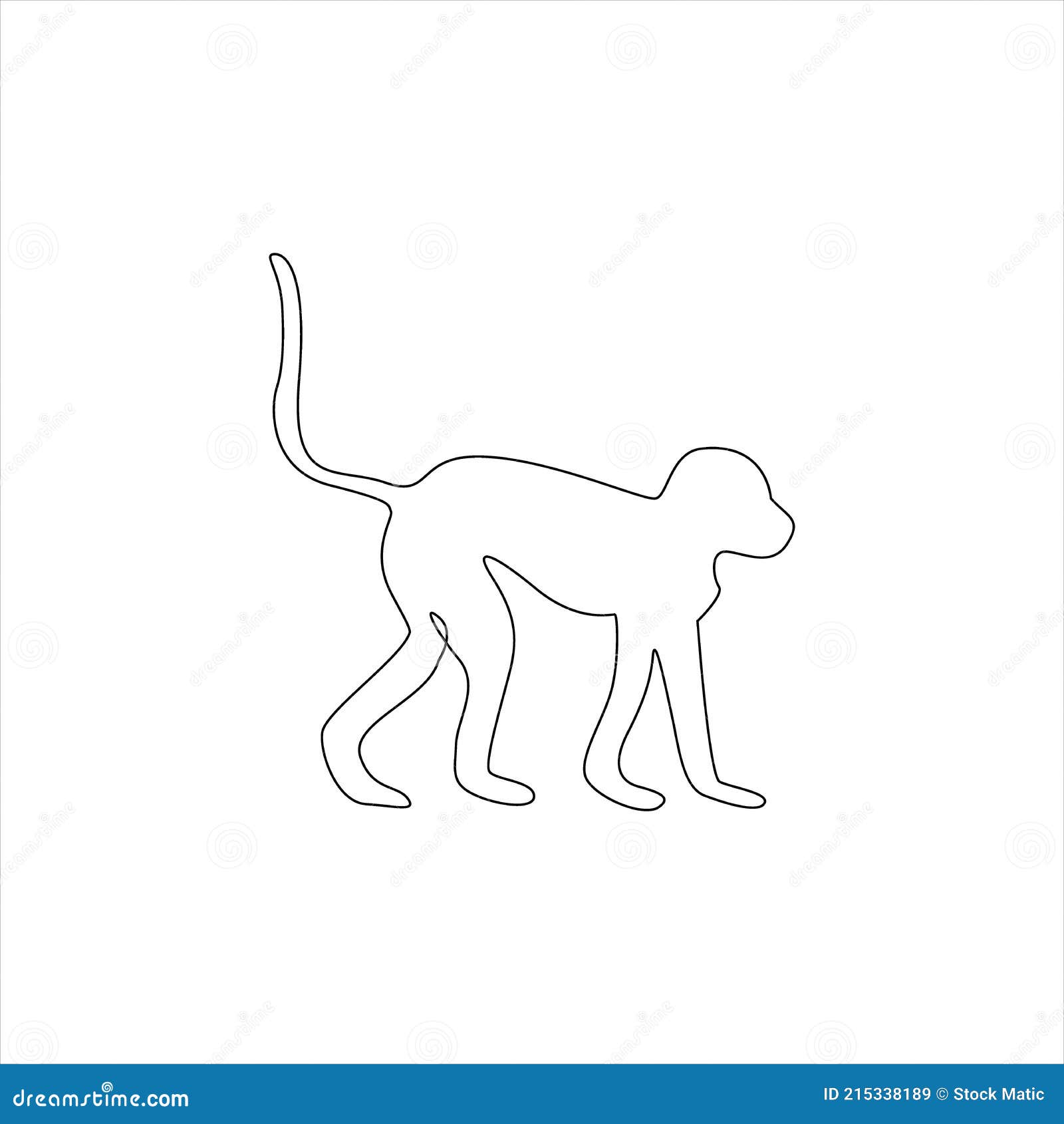 ícone Do Contorno Do Macaco Com Desenho De Uma Linha Ilustração do Vetor -  Ilustração de forma, contorno: 215338189