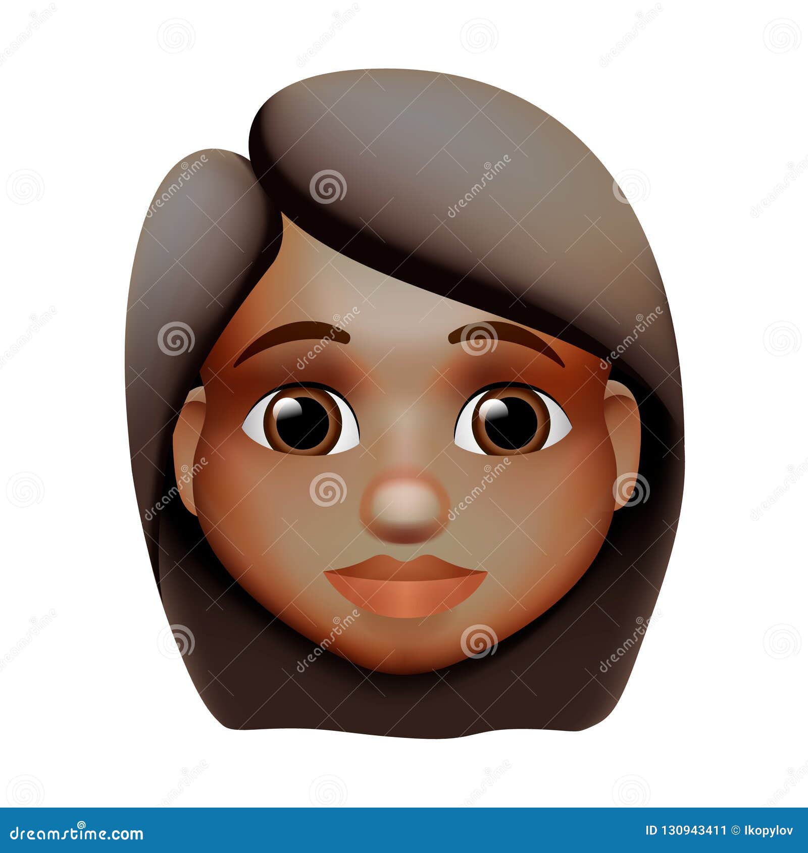 Ícone Do Emoji Da Mulher, Tom De Pele Escuro, Cabelo Vermelho