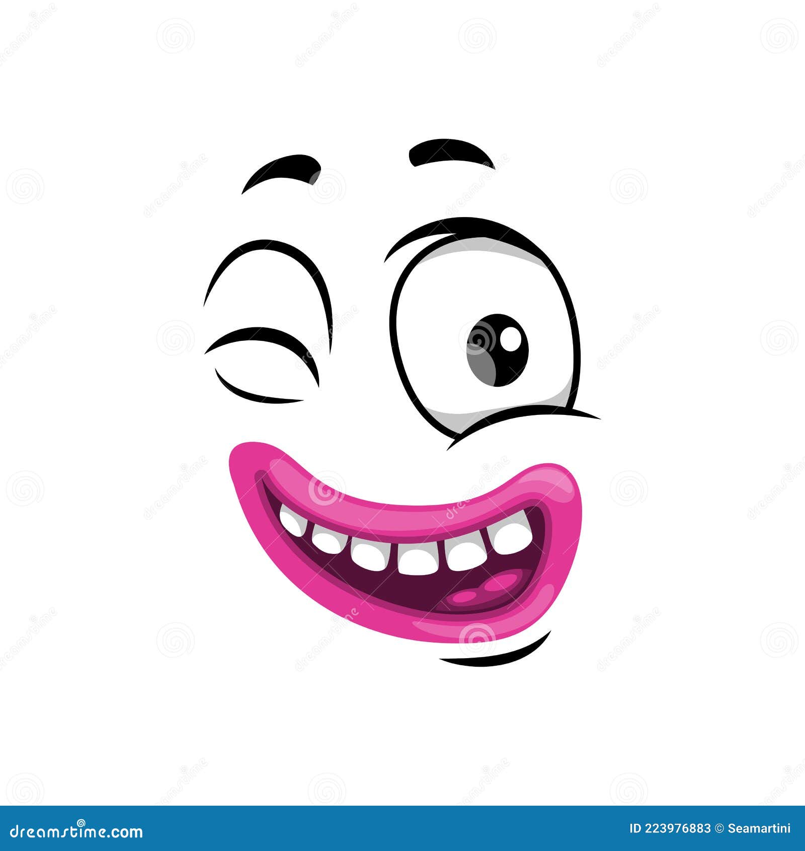 Cara Desenho Animado Sorriso Atordoado Emoji Vetor Expressão