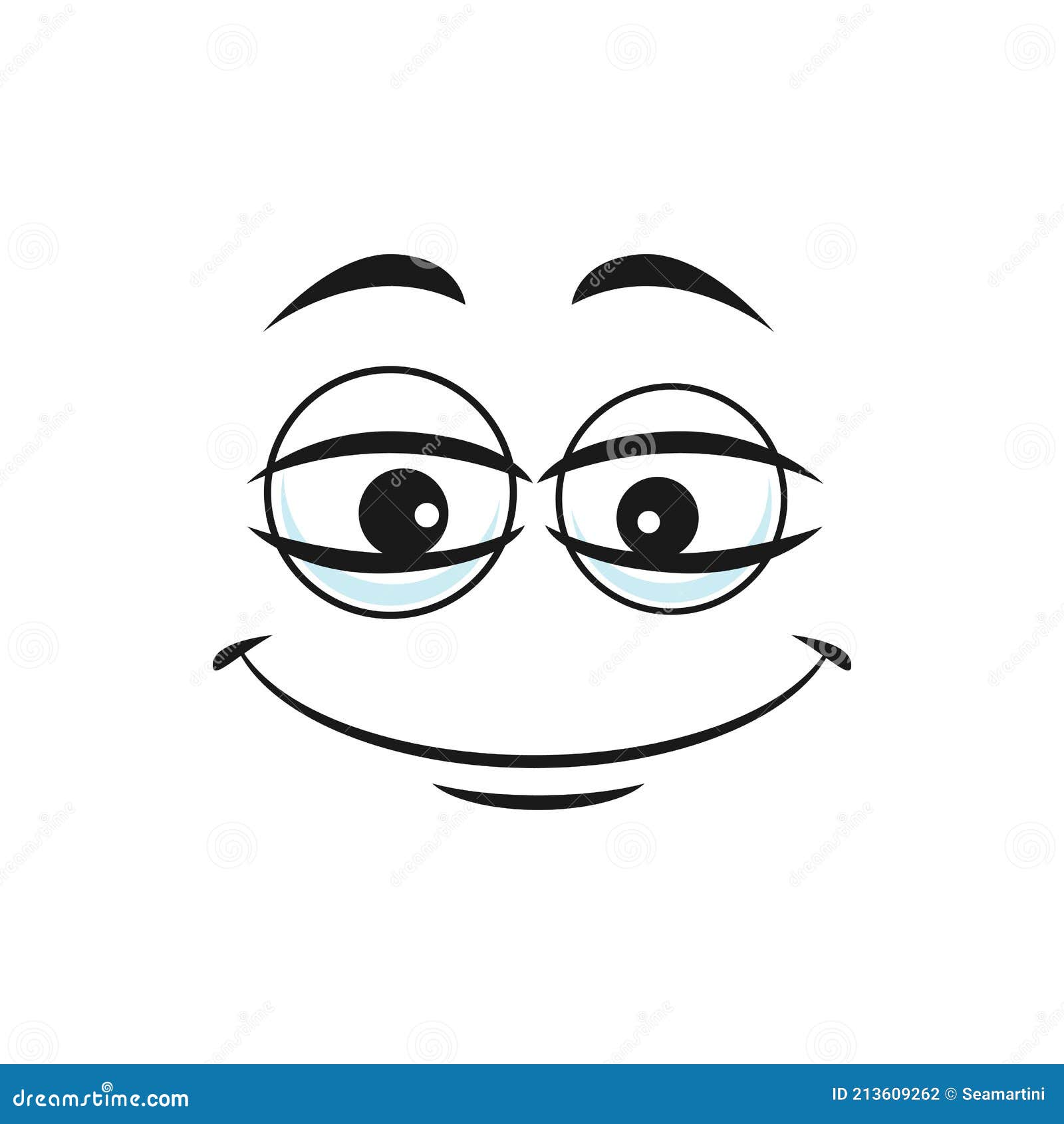 Cara Desenho Animado Sorriso Atordoado Emoji Vetor Expressão Facial Com  imagem vetorial de Seamartini© 483411100