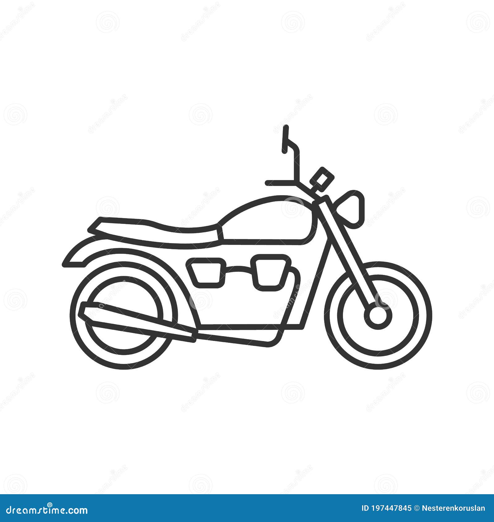 Uma Moto Cruzeiro Desenho Esboço Motocicleta Preto Branco Isolado