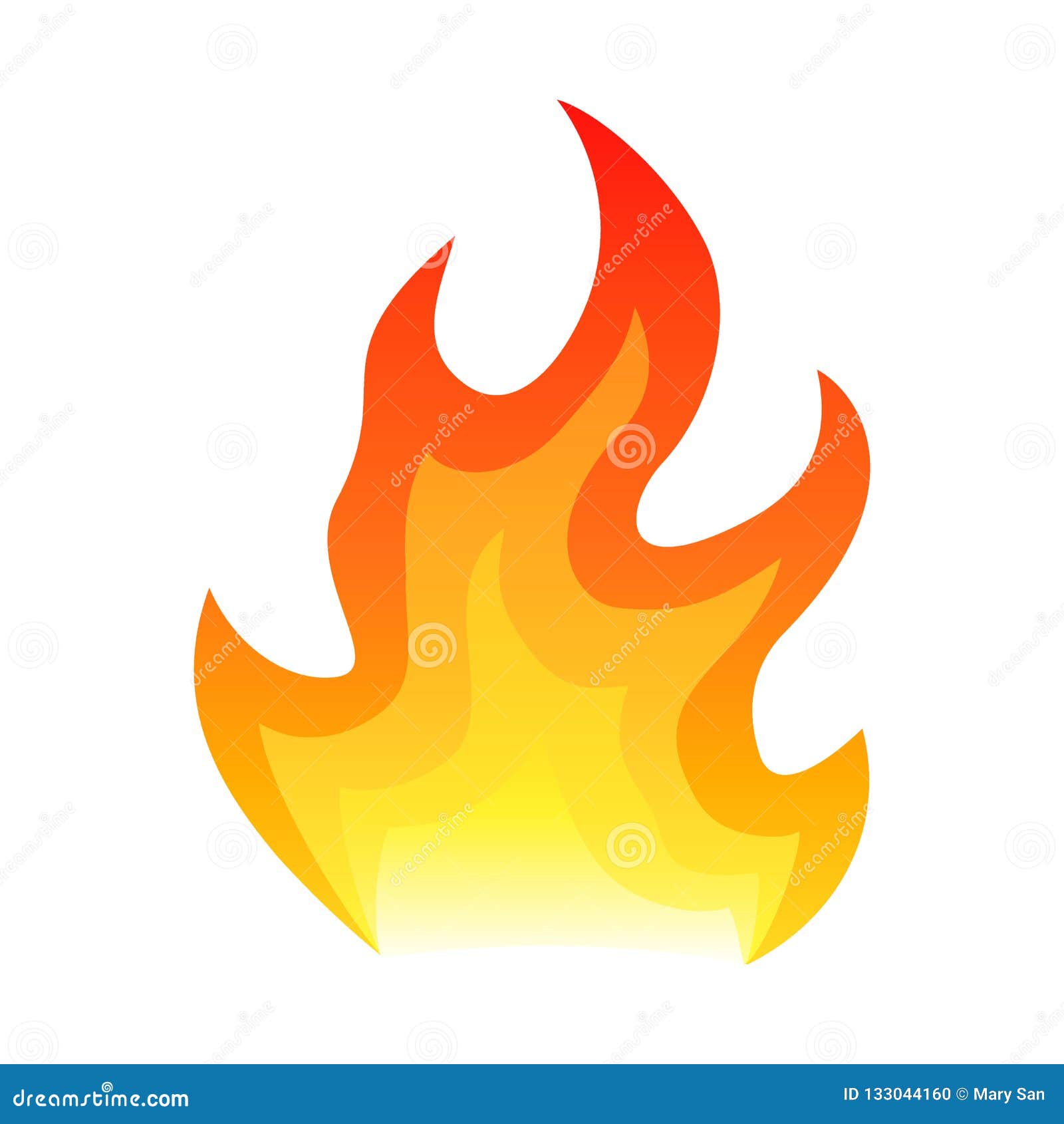 Ícone de chama de fogo amarelo vermelho isolado ilustração