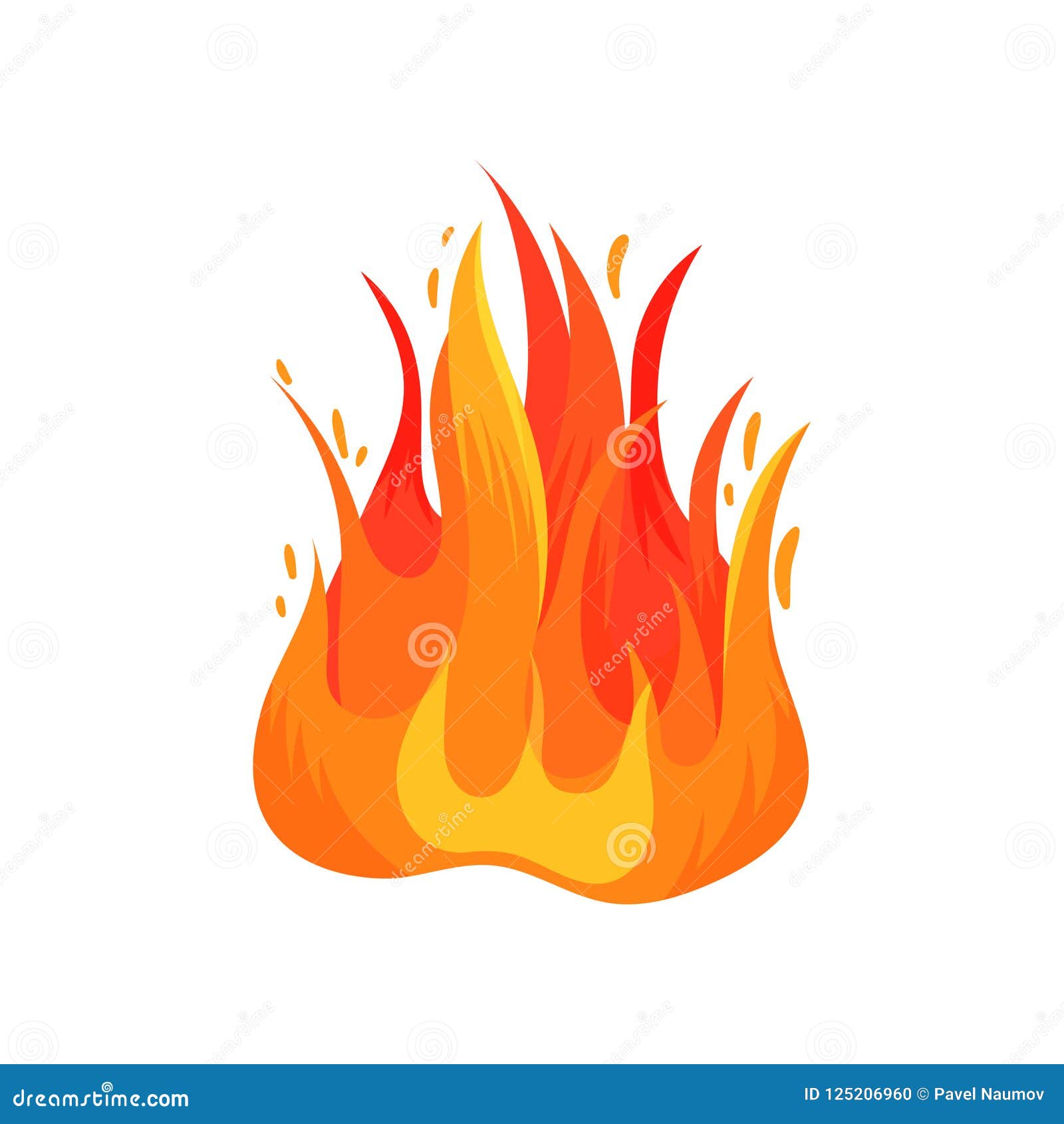 Ícone de chama de desenho animado grande chama de fogo brilhante