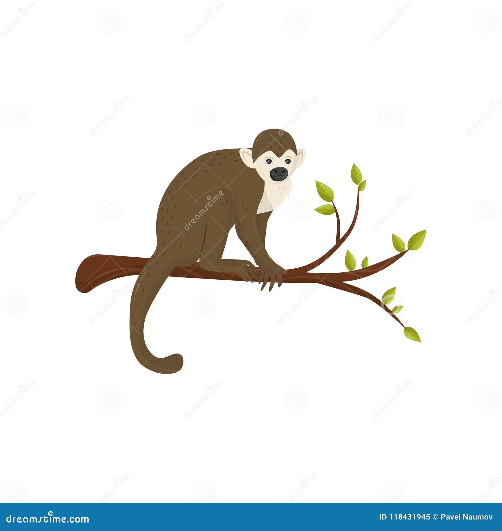 macaco bonito sentado ilustração de ícone de vetor. personagem de