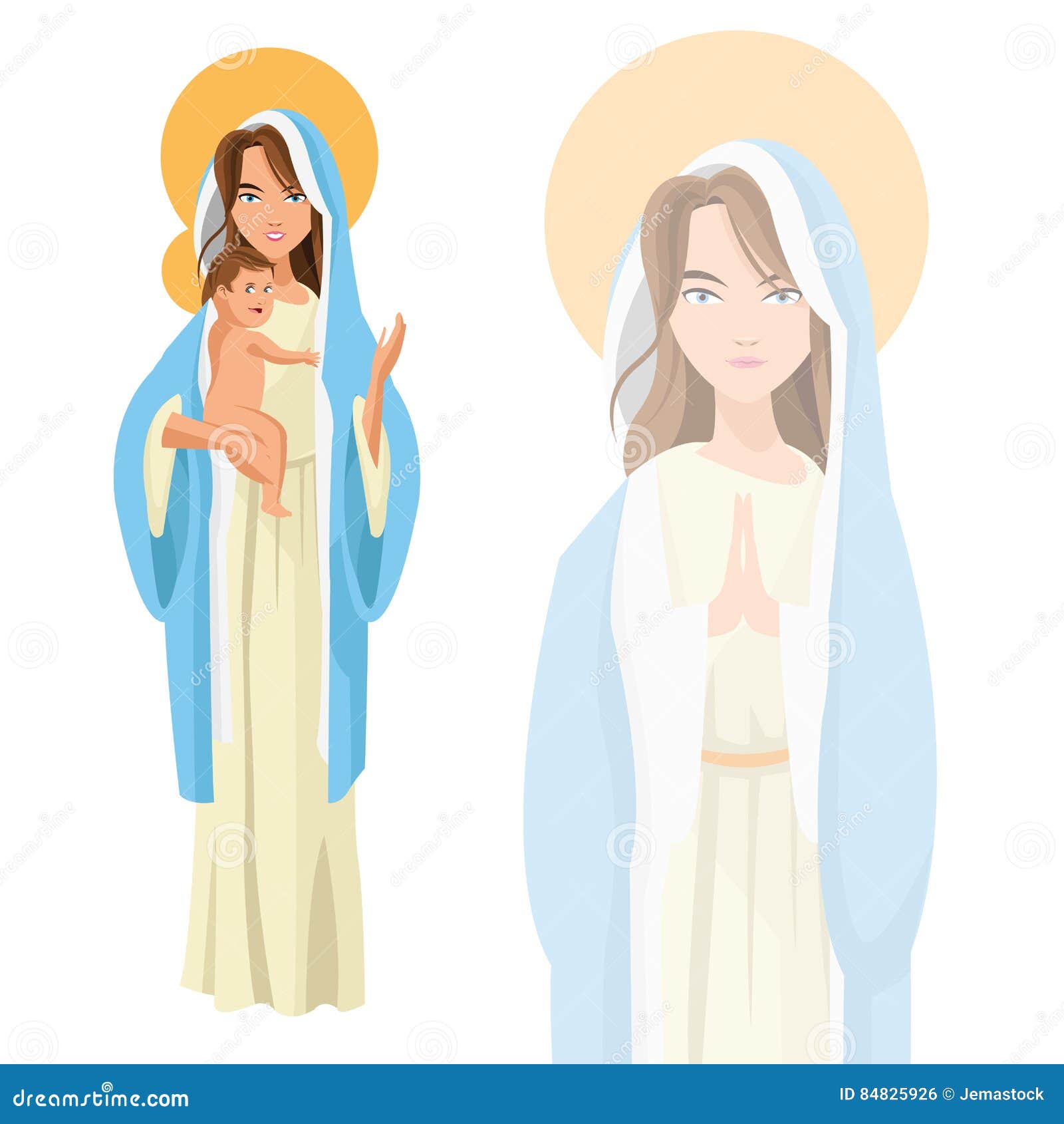 Santo Mary Mulher Menina Desenho Animado Religião Santo Ícone