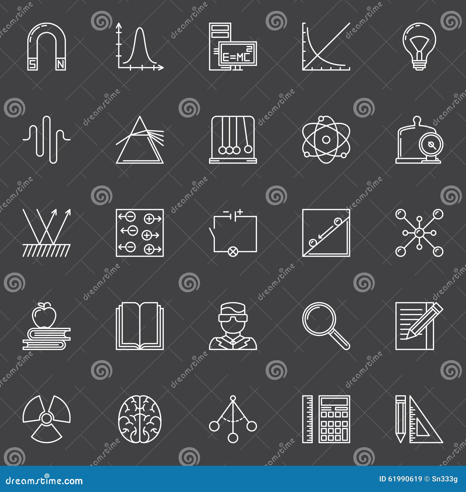 Ícones de física e ciência ilustração do vetor. Ilustração de pesquisa -  61990619, image size:1600x1690