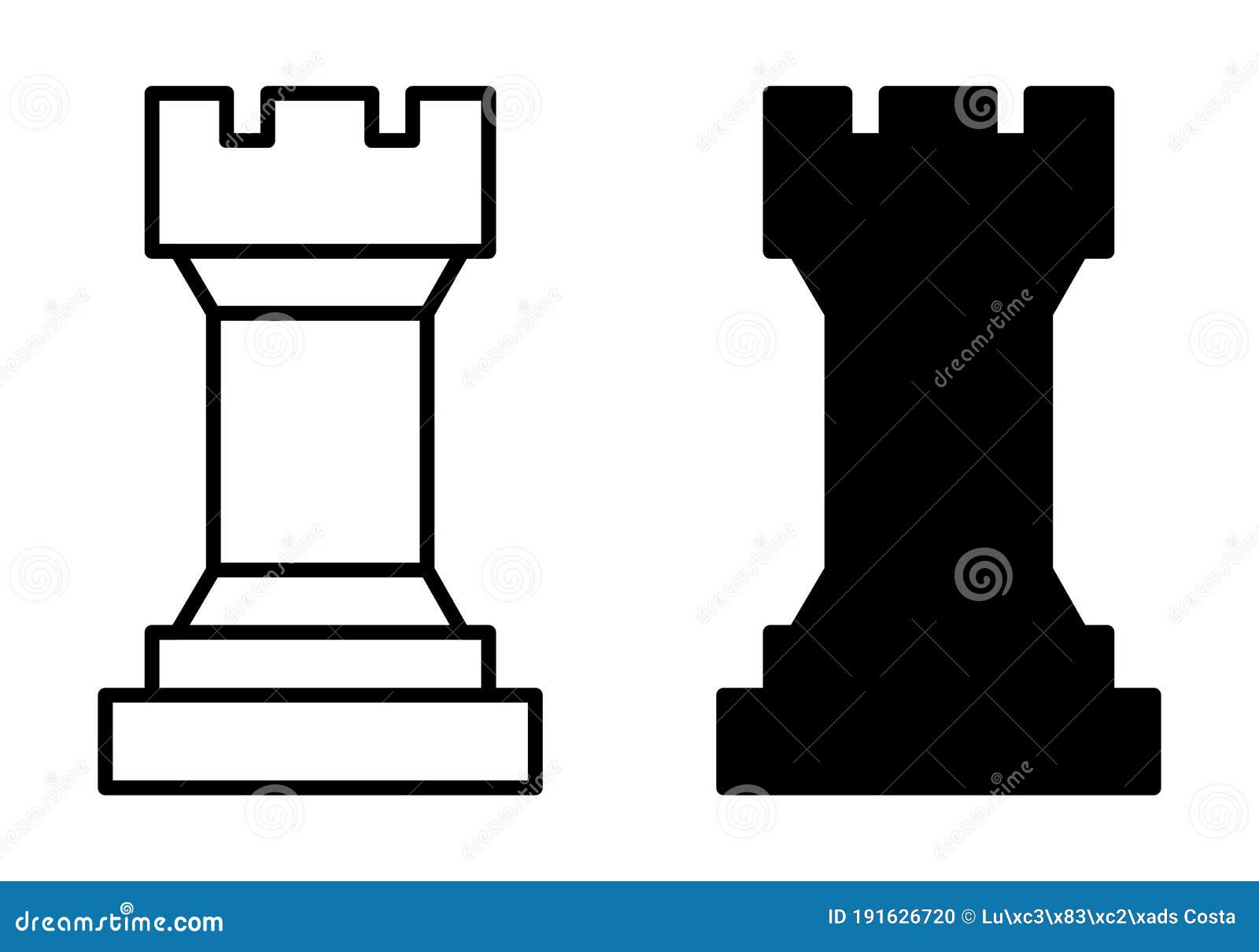Ícone de linha de torre símbolo de peça de torre de xadrez