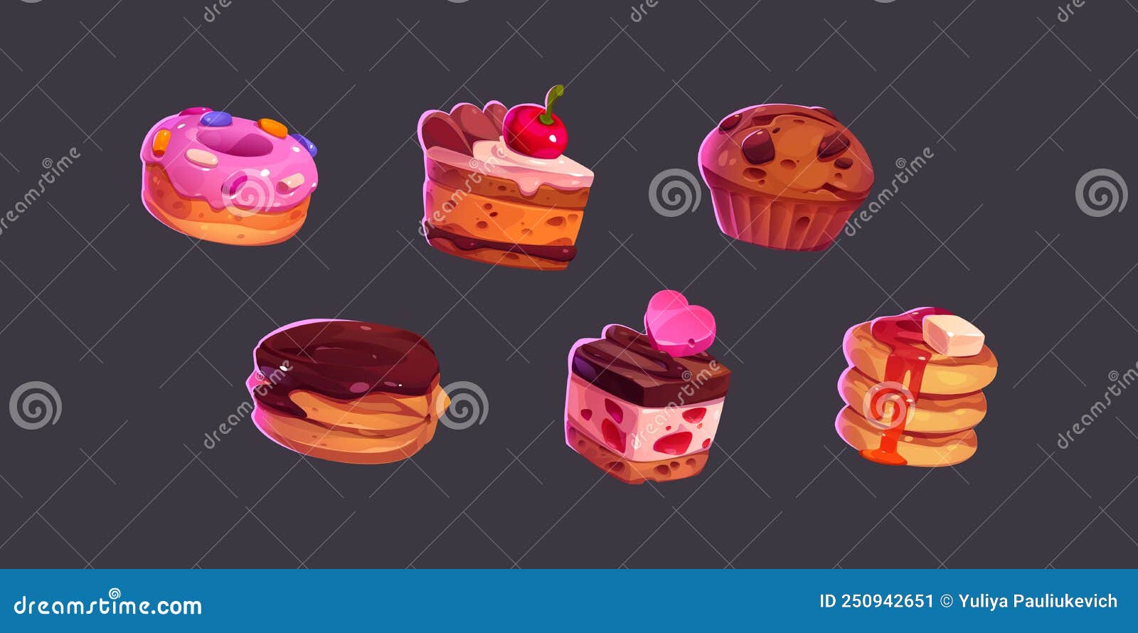 ícones De Jogos Bolos Doces E Sobremesas E Pastelaria Ilustração