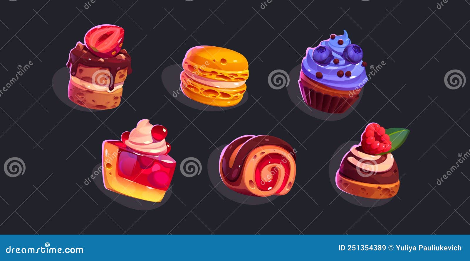 ícones De Jogos Bolos Doces E Sobremesas E Pastelaria Ilustração