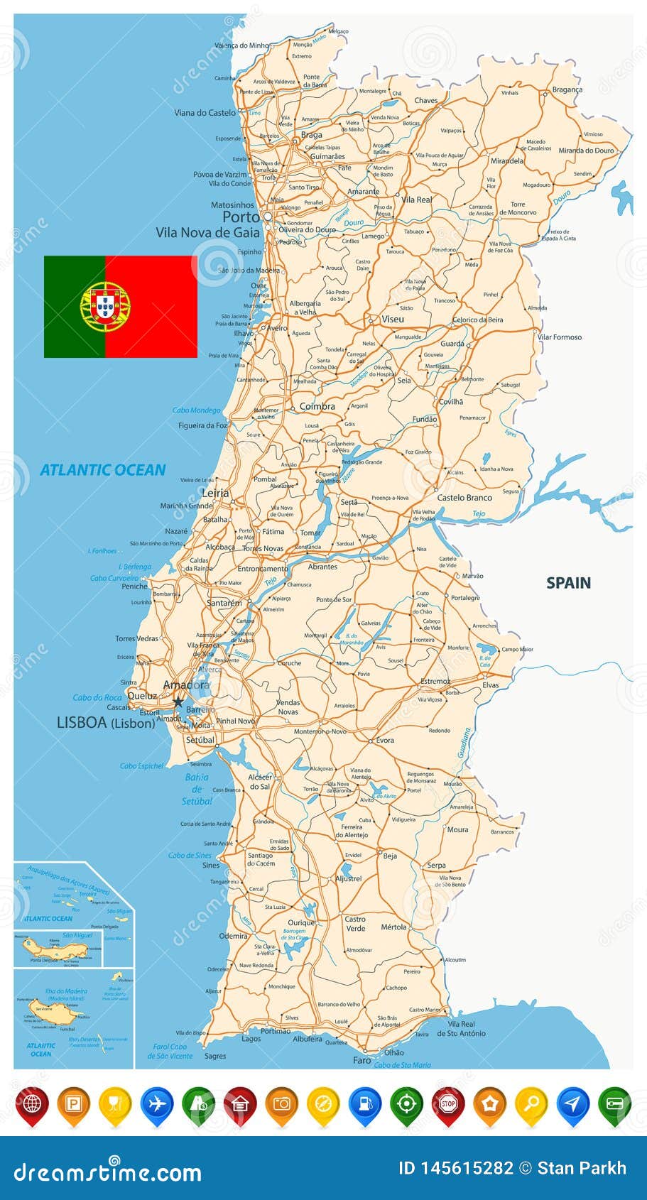 Portugal Mapa Político Altamente Detalhado Editável imagem vetorial de  delpieroo© 545129922