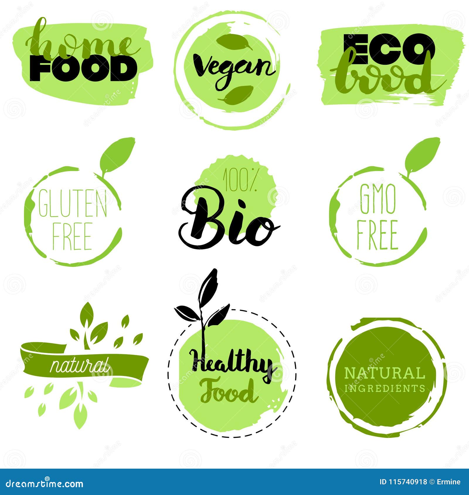 Icones Saudaveis Do Alimento Etiquetas Tag Organicos Elementos Do Produto Natural Logotipo Para O Menu Do Restaurante Do Vegetar Ilustracao Stock Ilustracao De Logotipo Menu 115740918