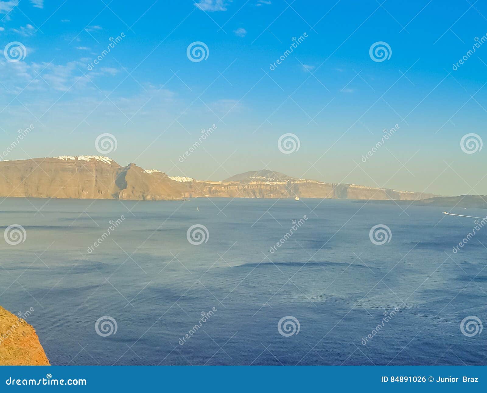 île De Santorini Au Coucher Du Soleil Un Point De Vue De