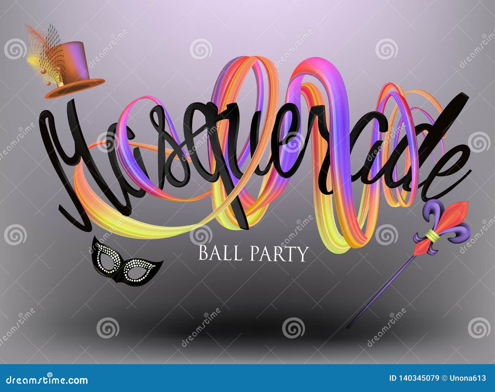 Masquerade Ball Party Invitation Card With Levitating Carnival Objects And Lettering Stock Vector Illustration Of Celebration Isolated Masquerade Ball Party Invitation Card With Levitating Carnival Objects And Lettering Stock Vector Illustration Of Celebration Isolated
