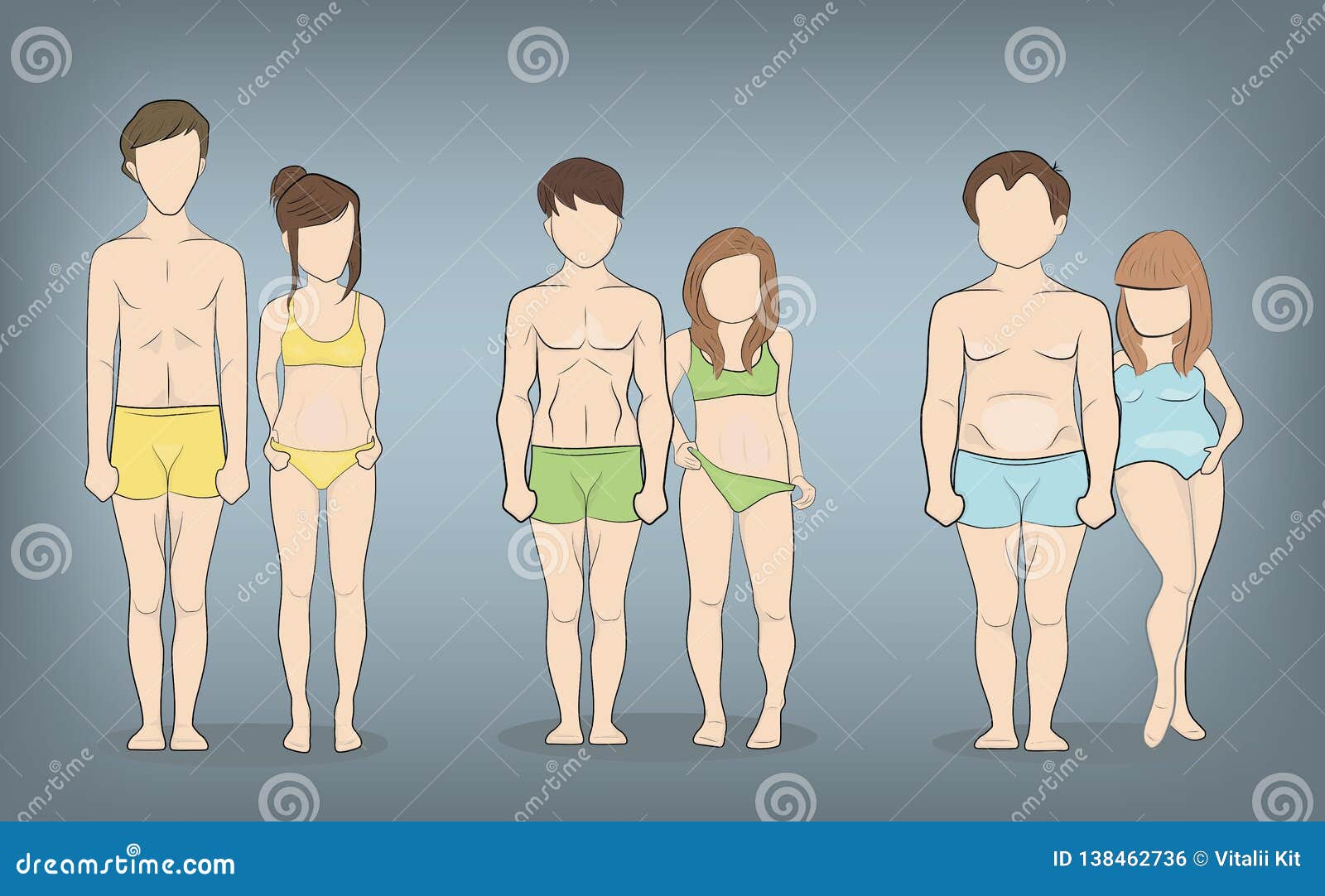 Free Vector  Human body types men and women as endomorph ectomorph and  mesomorph