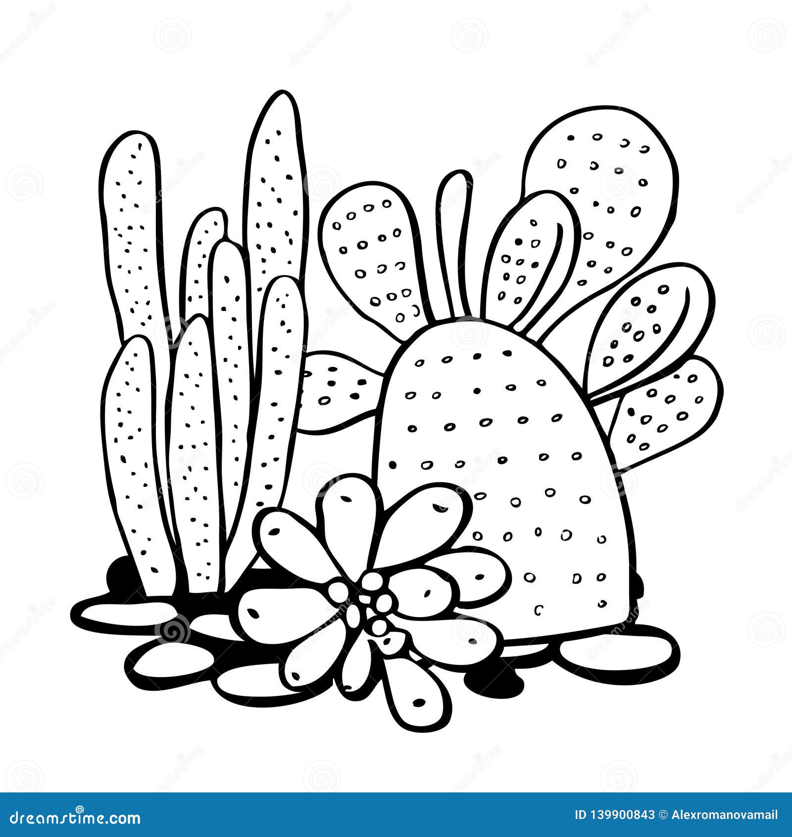 free black and white cactus clipart outline