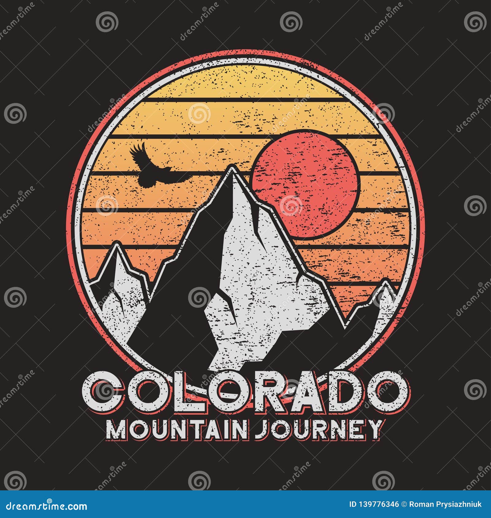 Colorado Typography Graphics with Mountains and Eagle. Vintage Print for  Slogan Tee Shirt. Grunge T-shirt Print. Vector. Stock Vector - Illustration  of clothes, eagle: 139776346