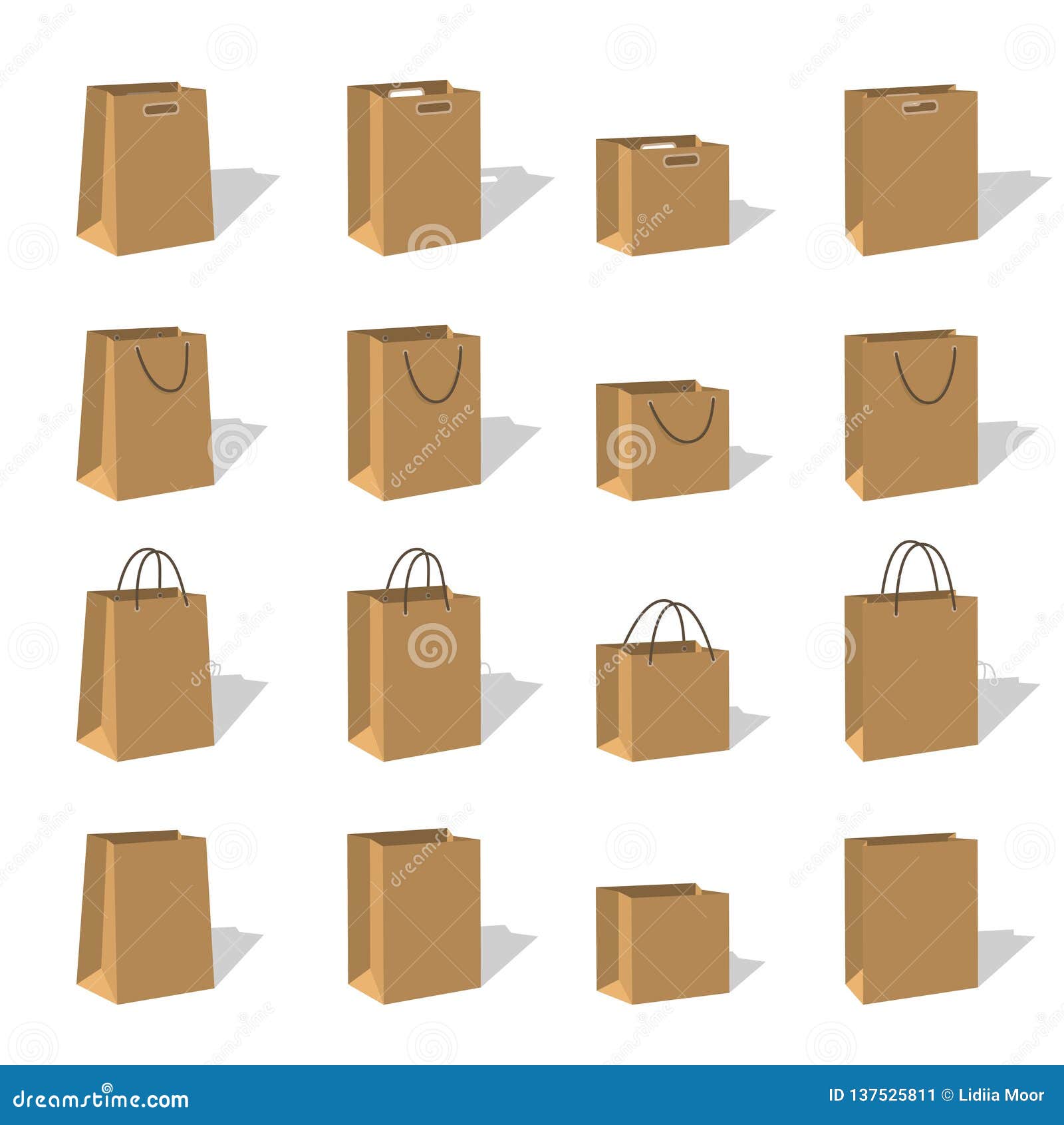 Gift Paper Bags Set Isolated Transparent Background Stock Vector -  Illustration of packaging, background: 188330631