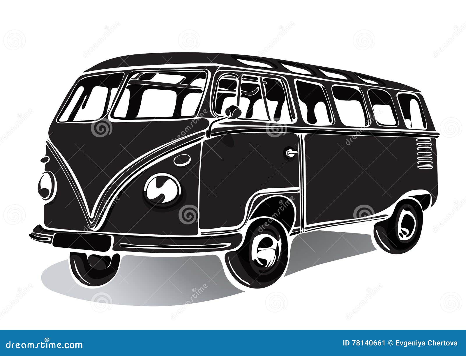 Ônibus Do Vintage, Carro Retro, Livro Para Colorir Pintado, Mão-desenho,  Monocromático Ilustração do Vetor - Ilustração de projeto, cartaz: 78140669