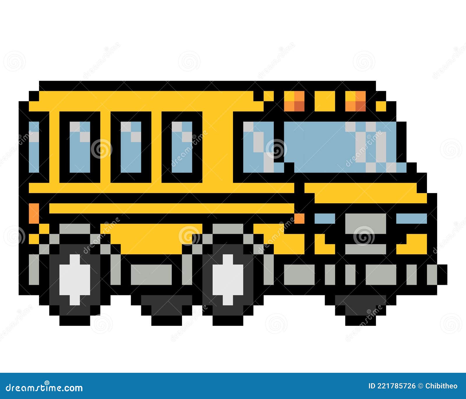 Carro de transporte de ônibus escolar pixel 8 bits para ativos de jogos em  ilustração vetorial