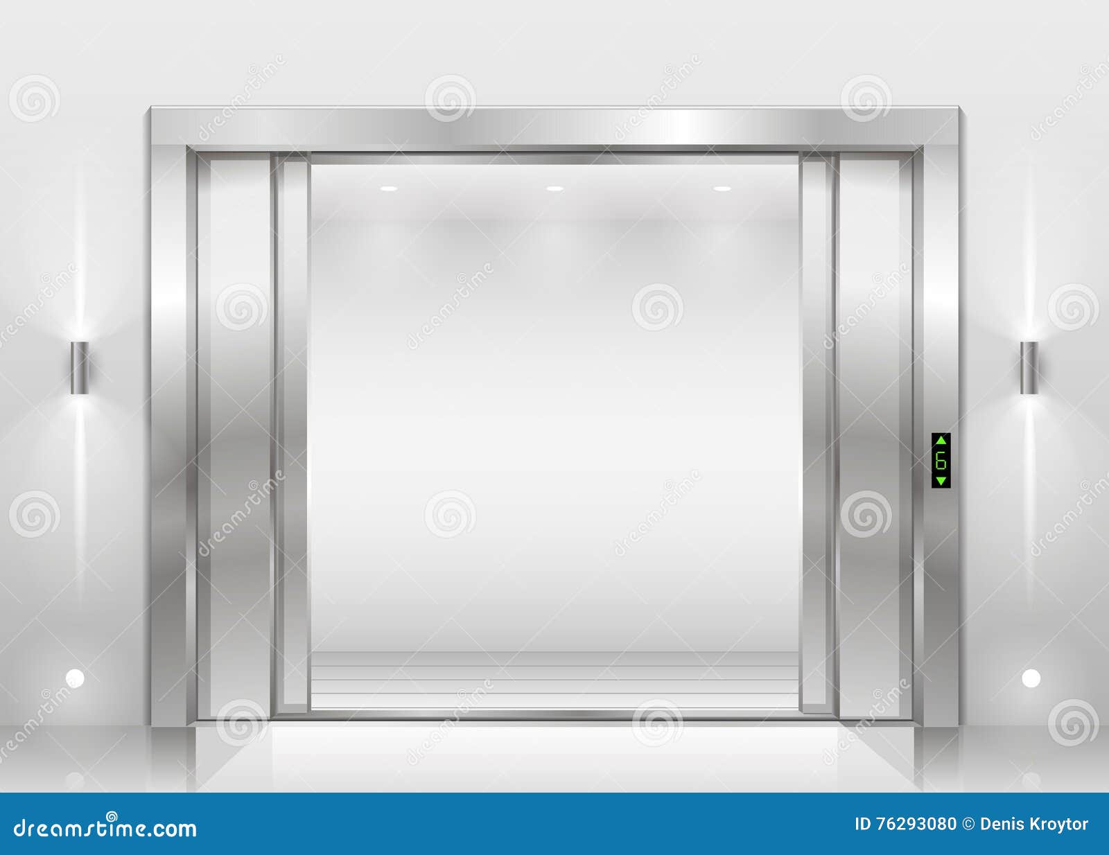 Offnen Sie Die Aufzugsturen Vektor Abbildung Illustration Von Wolkenkratzer Raum 76293080