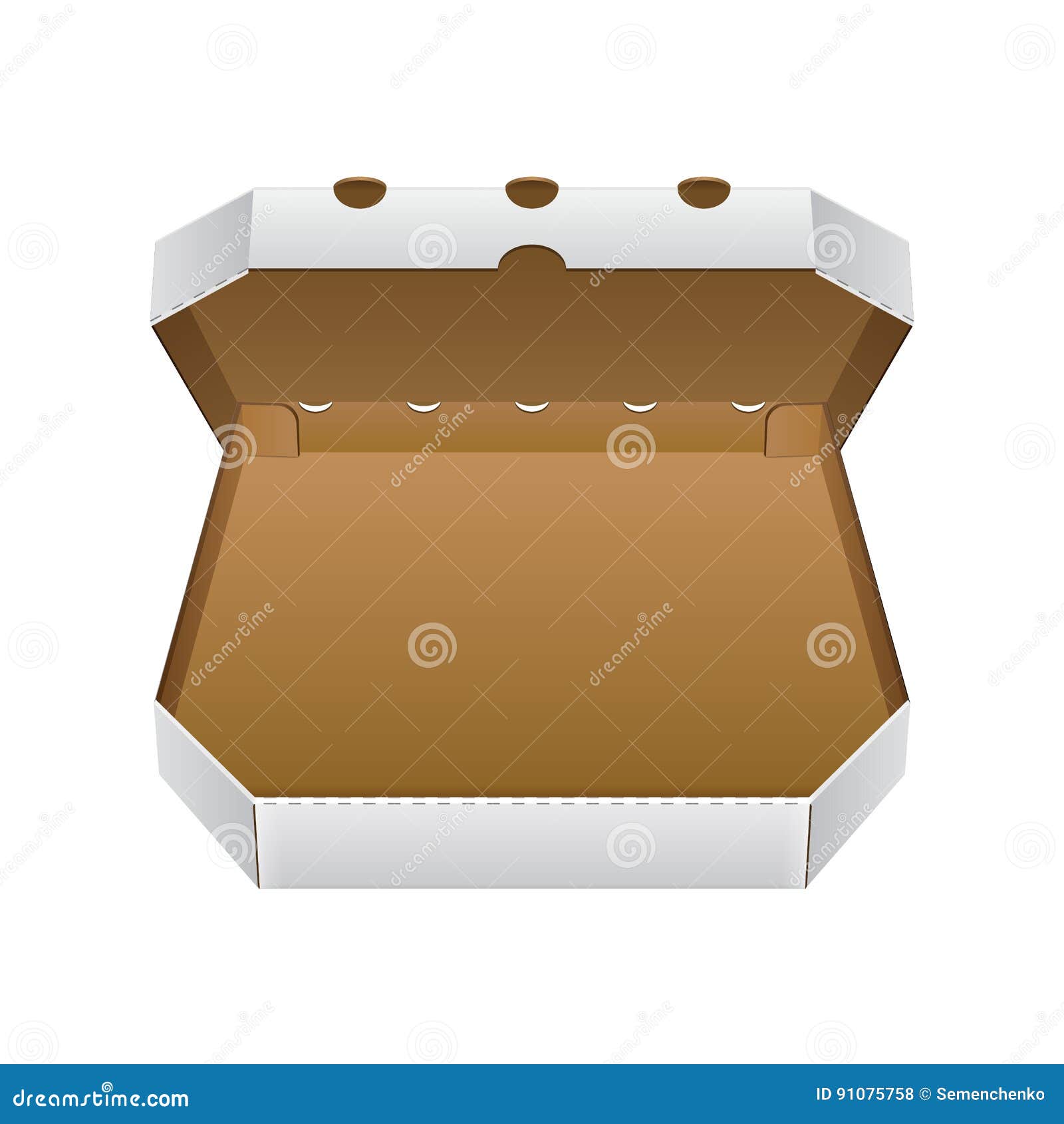 Offnen Sie Weiss Karton Pizza Kasten Brown Freien Raumes Bereiten Sie Fur Ihre Auslegung Vor Produkt Verpackungs Vektor Eps10 Vektor Abbildung Illustration Von Weiss Offnen