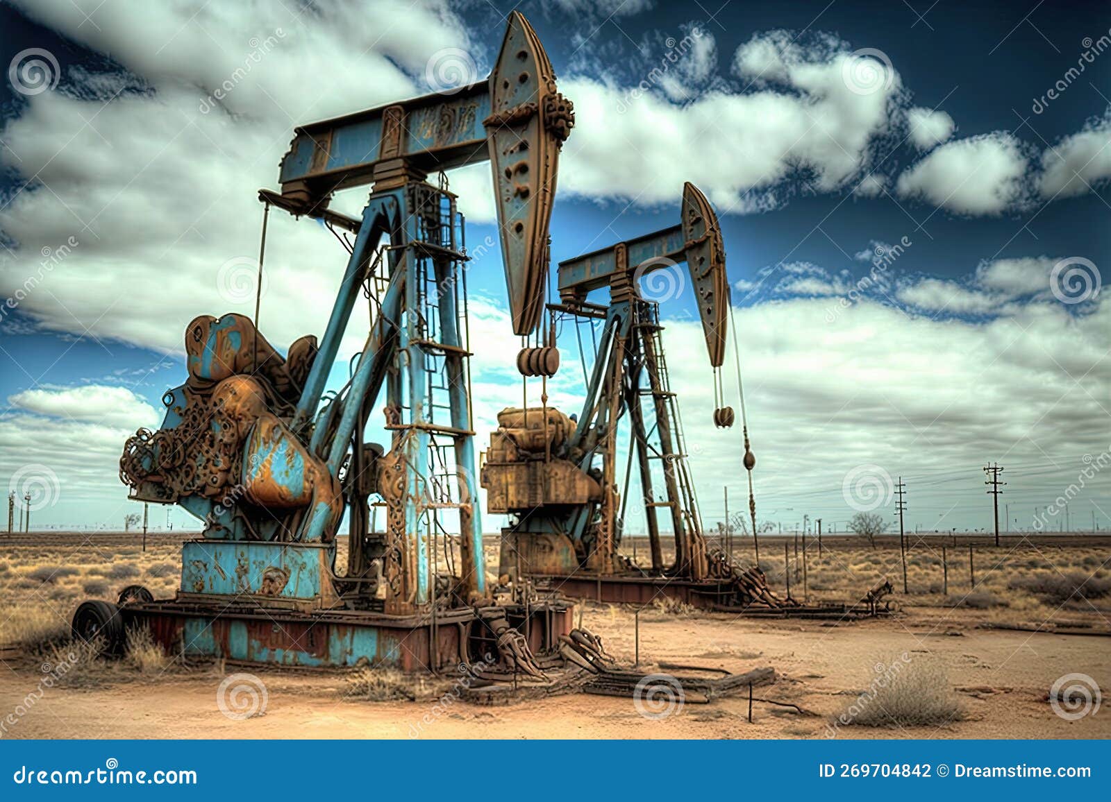 Öl-Pumpe in Einem Wüsten-Ölfeld in Texas Stockfoto - Bild von