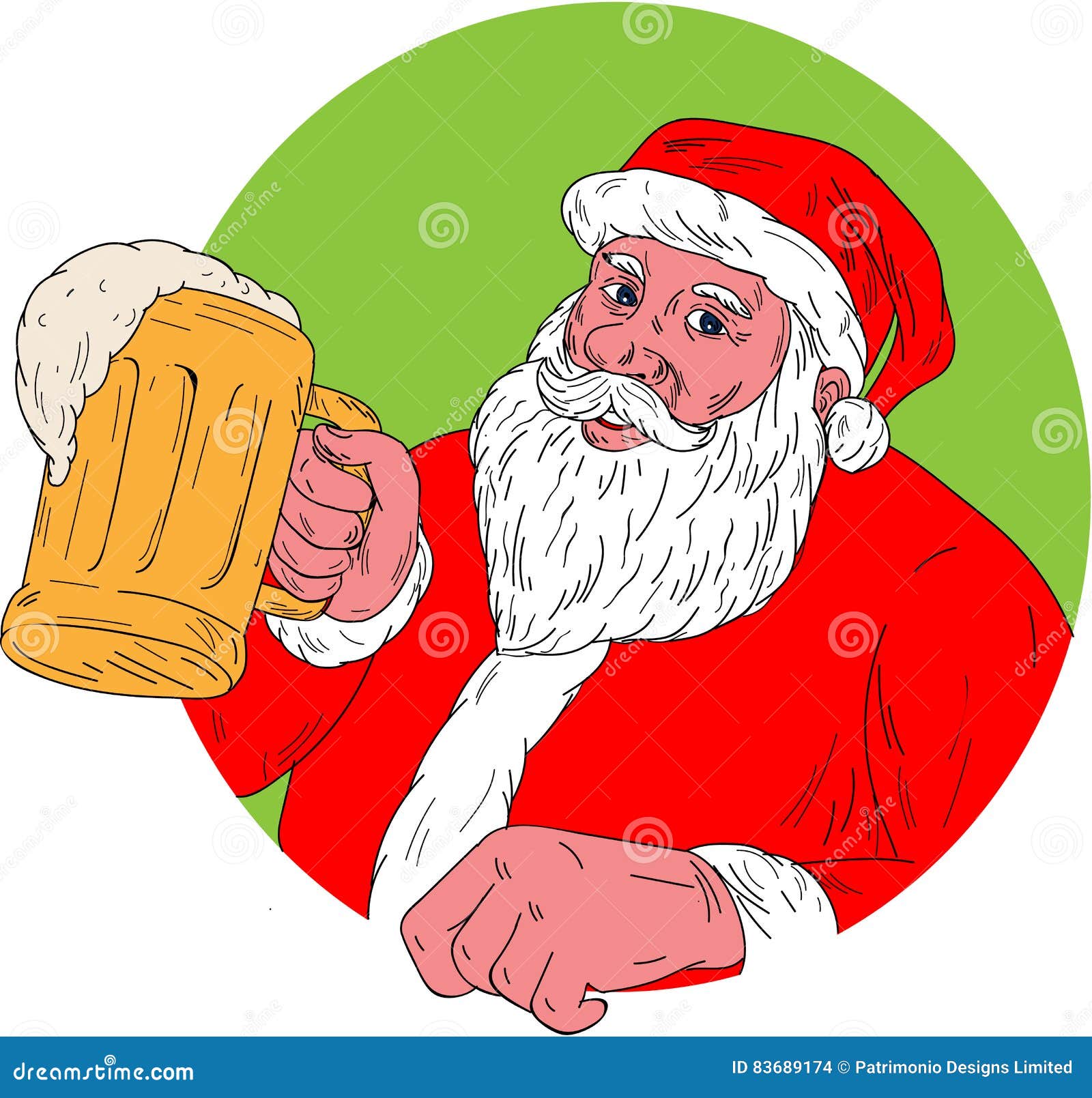 święty Mikołaj Pije Piwnego Rysunek Ilustracji Ilustracja