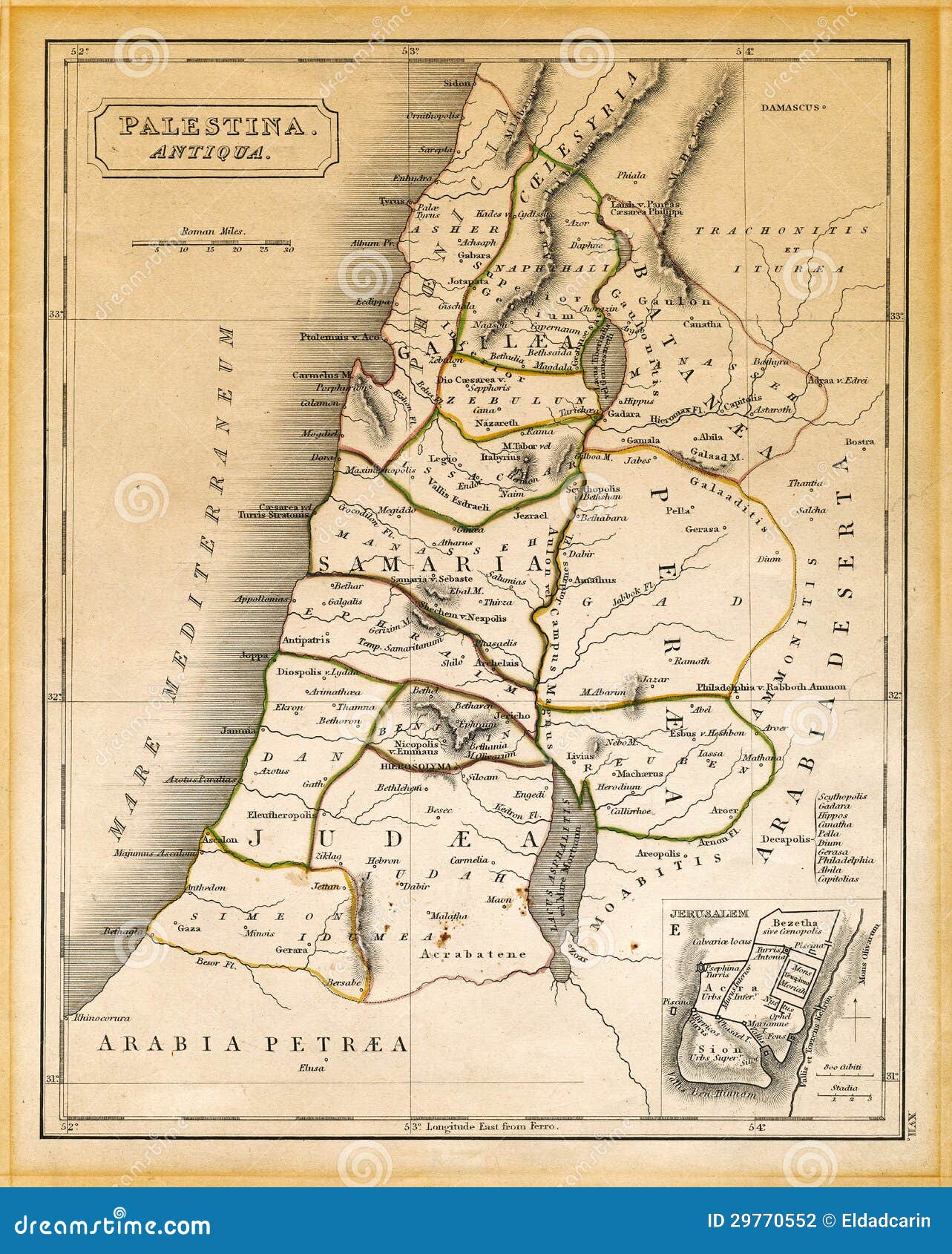 O Arxaios Xarths Ths Palaistinhs Typwse 1845 Stok Eikones Eikona Apo Latitude Galilee 29770552