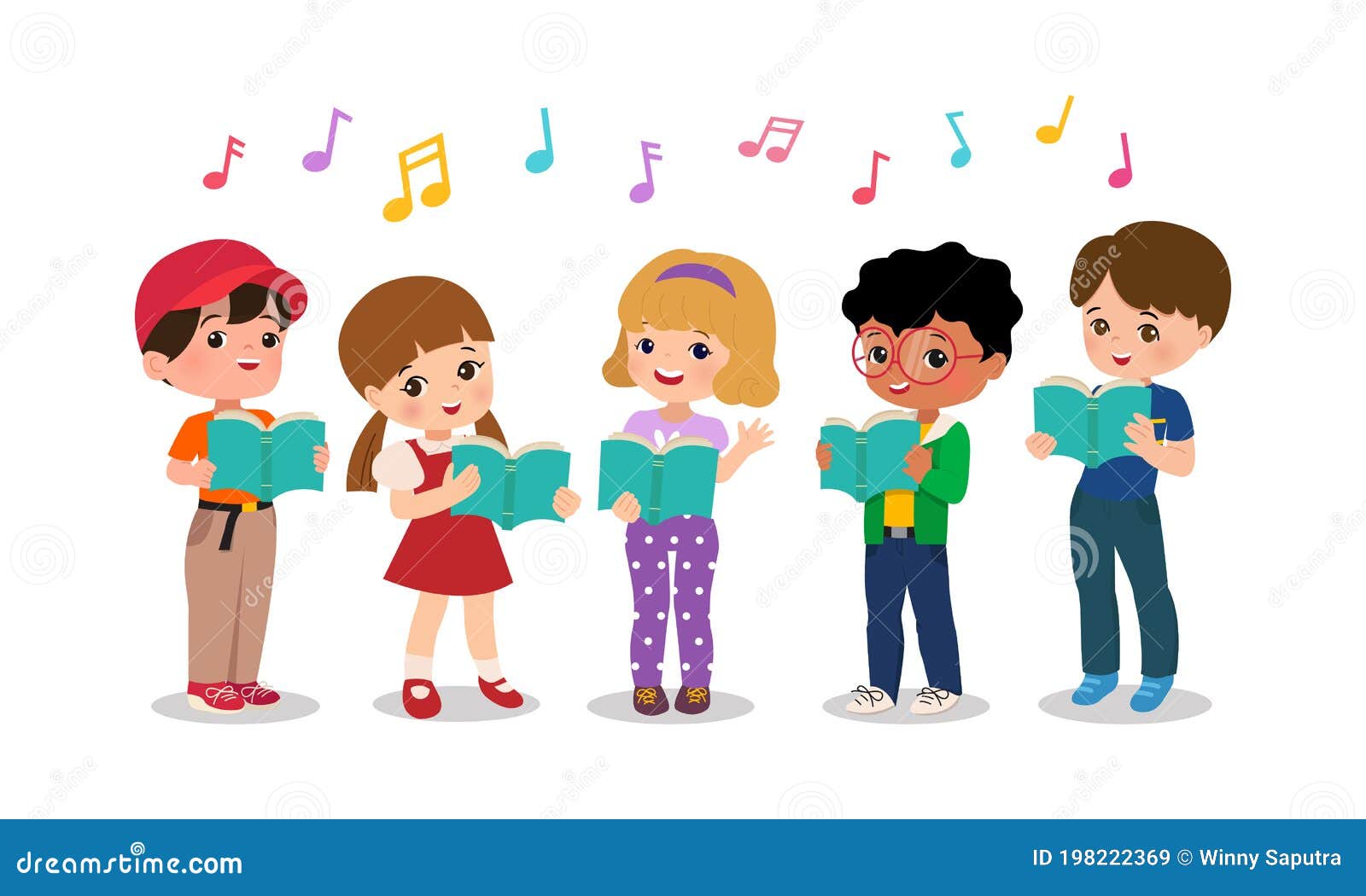 Αγόρι και κορίτσι τραγουδούν μαζί Ομάδα παιδικής χορωδίας Παιδική Clip Art  Διανυσματική απεικόνιση - εικονογραφία από childhood, arroyos: 198222369