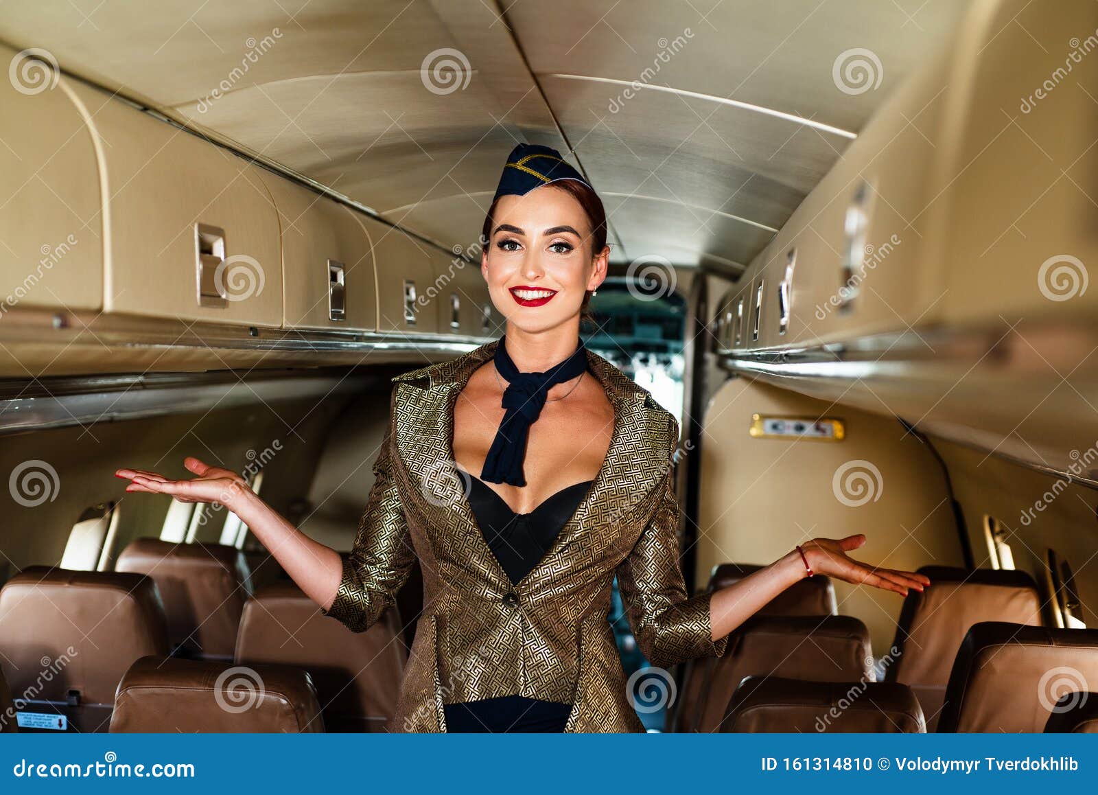 Γυναίκα αεροσυνοδός Γοητευτική αεροσυνοδός Όμορφος αεροσυνοδός σε ένα  αεροπλάνο χαμογελαστός Στολή συνοδηγού Όμορφη Στοκ Εικόνες - εικόνα από  aviations, airlines: 161314810