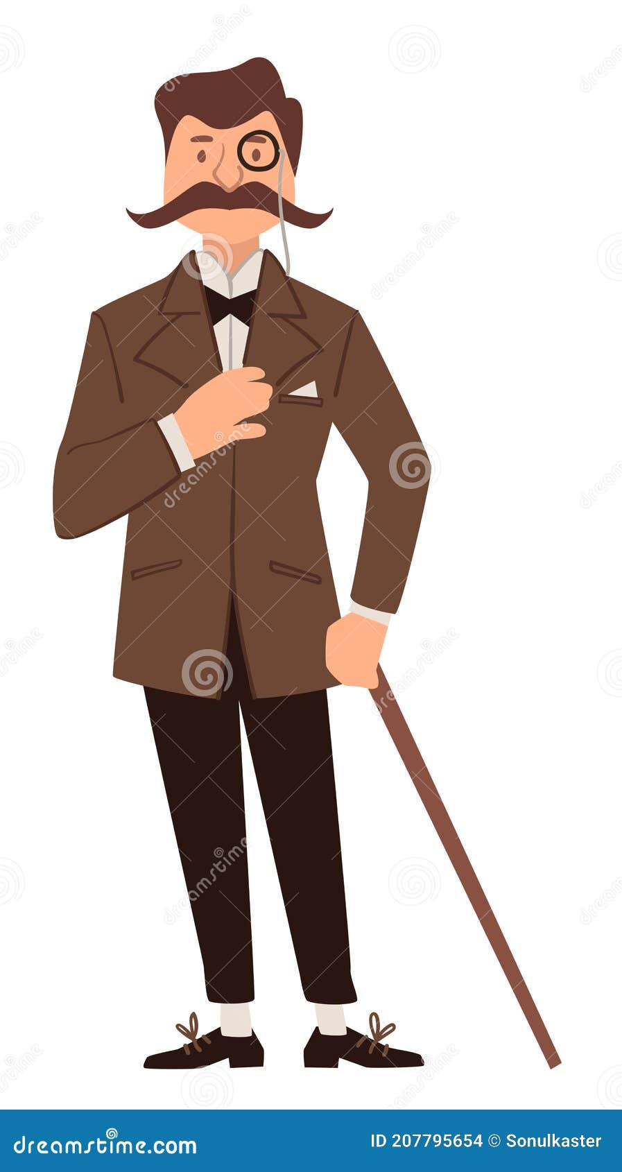 κλασικός κύριος με μπαστούνι και γυαλιά Απεικόνιση αποθεμάτων -  εικονογραφία από antiquate: 207795654
