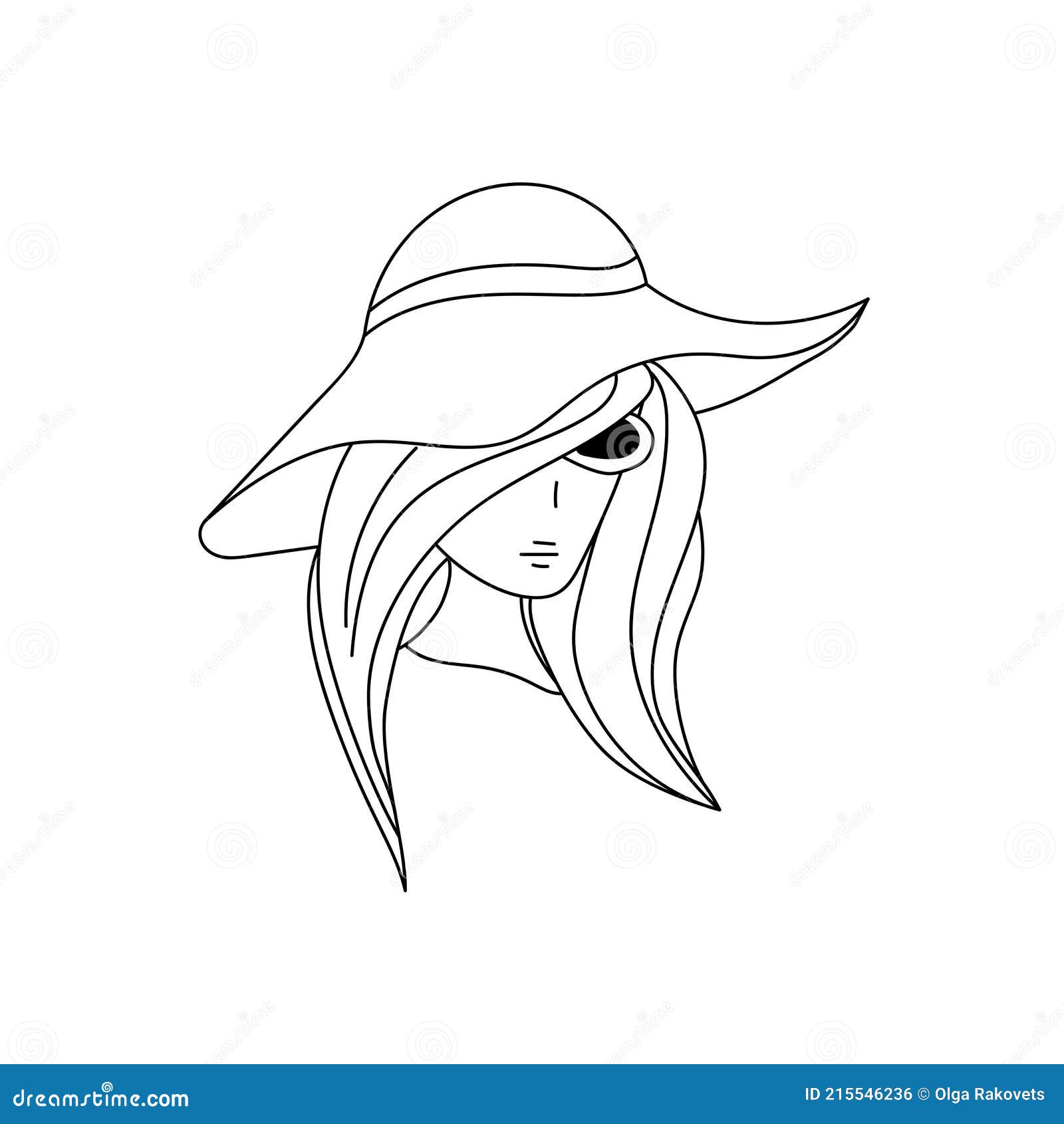 κορίτσι με καπέλο ζωγραφιά γυναίκας με φαρδύ καπέλο και γυαλιά με μακριά  ίσια μαλλιά Διανυσματική απεικόνιση - εικονογραφία από arroyos, accidence:  215546236