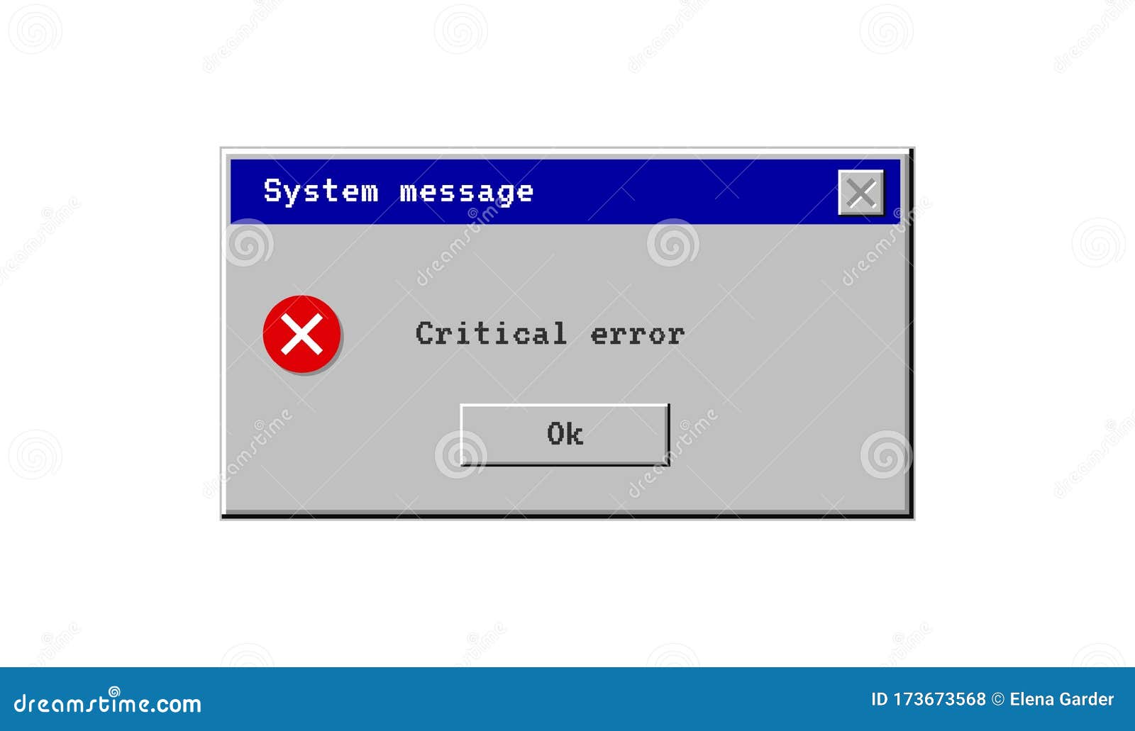 κρίσιμο σφάλμα. παλιό στυλ παραθύρου μηνύματος συστήματος. εικονίδιο ...
