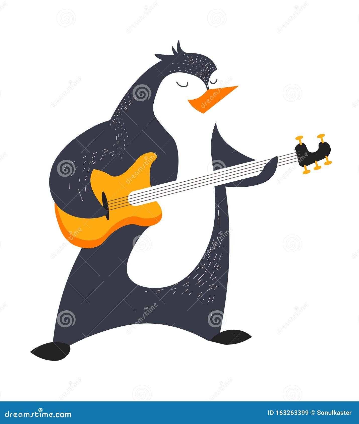 Πιγκουίνος που παίζει κιθάρα και ζώο με μουσικό όργανο Διανυσματική  απεικόνιση - εικονογραφία από birdbaths, arroyos: 163263399